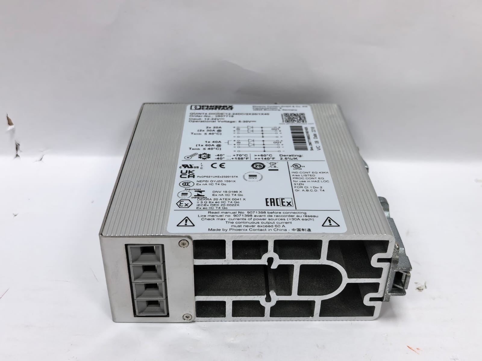 Phoenix Contact 2907719 PHOENIX CONTACT QUINT4-DIODE/12-24DC/2X20/1X40 REDUNDANCY MODULE 2907719 7
