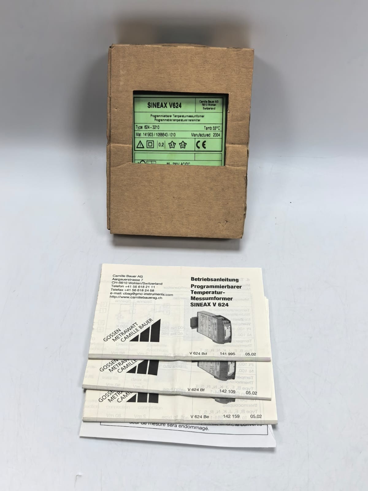 CAMILLE BAUER AG 624-3210 CAMILLE BAUER AG SINEAX V624 PROGRAMMABLE TEMPERATURE TRANSMITTER 624-3210 1