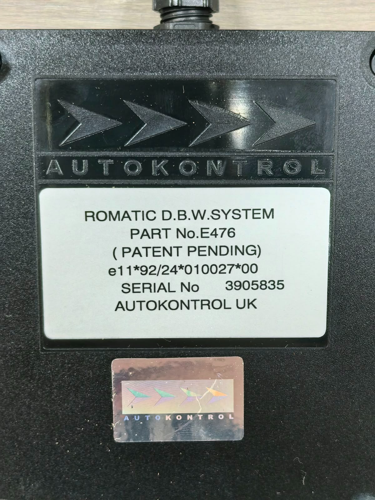 AUTOKONTROL ROMATIC D.B.W SYSTEM E476 AUTOKONTROL ROMATIC D.B.W SYSTEM E476 CONTROL UNIT 4