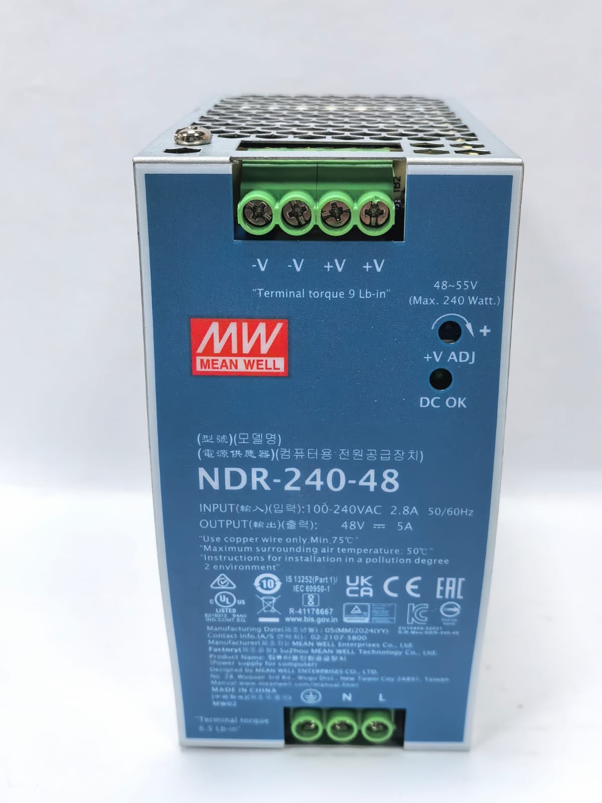 MEAN WELL NDR-240-48 MEAN WELL NDR-240-48 DIN RAIL POWER SUPPLY 1
