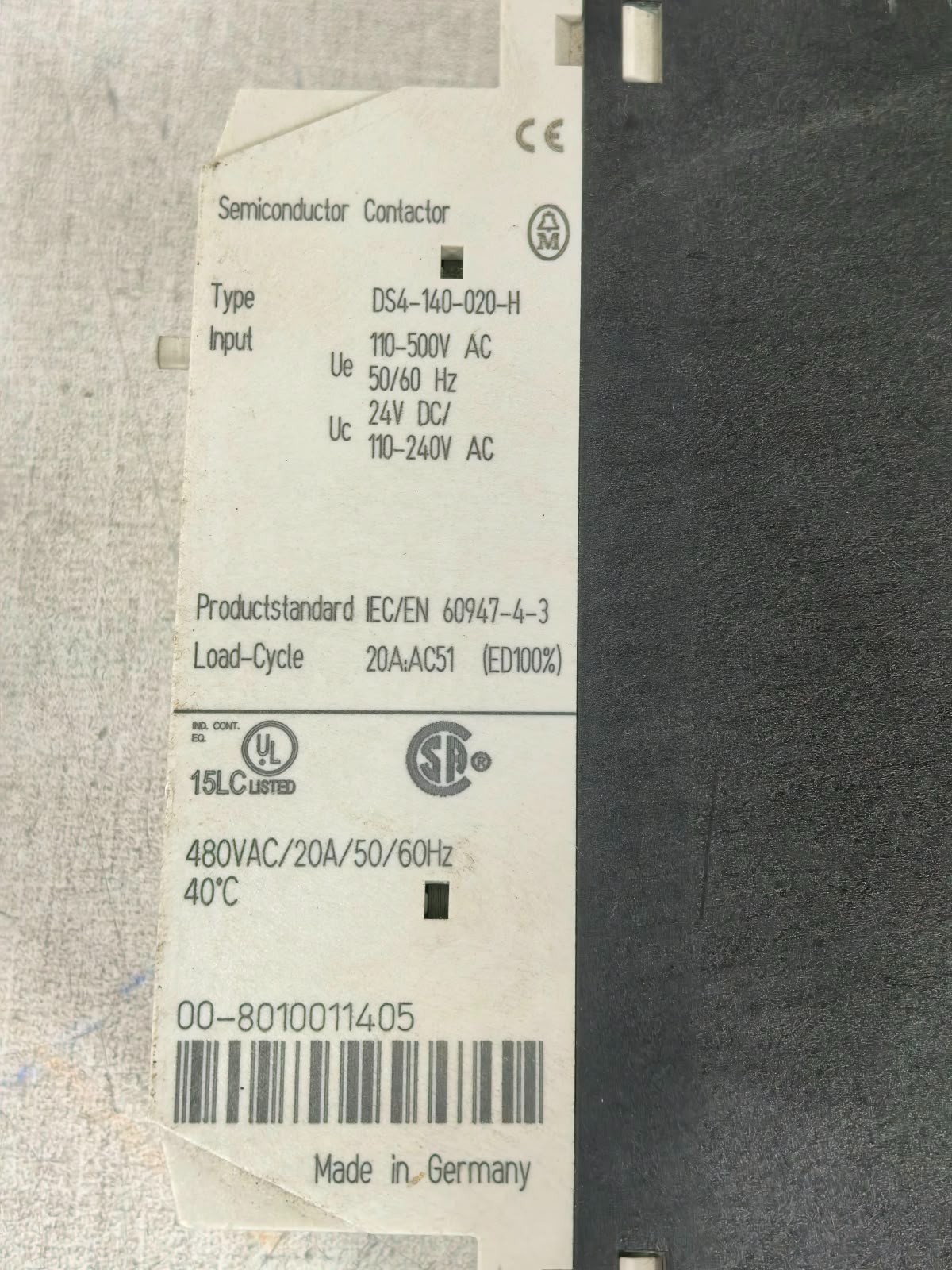 MOELLER DS4-140-020-H MOELLER DS4-140-020-H SEMICONDUCTOR CONTACTOR 6