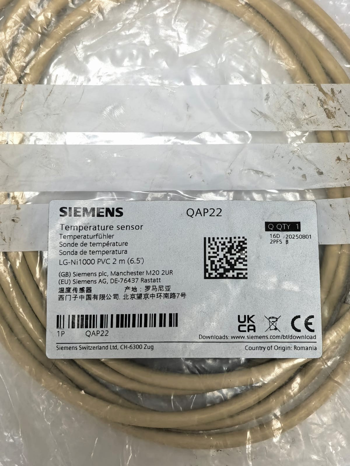 Siemens QAP22 SIEMENS QAP22 TEMPERATURE SENSOR PCS 2