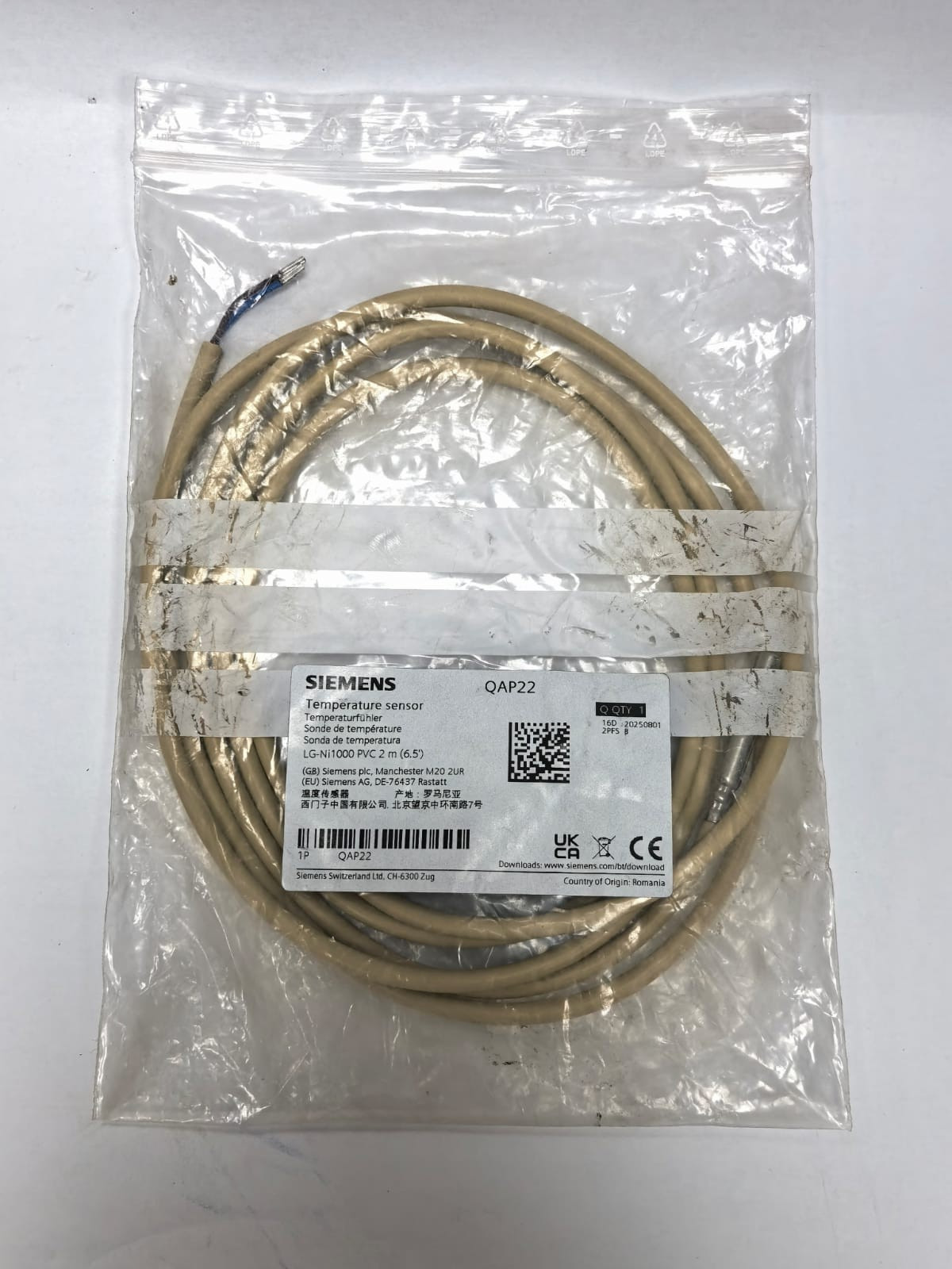 Siemens QAP22 SIEMENS QAP22 TEMPERATURE SENSOR PCS 1