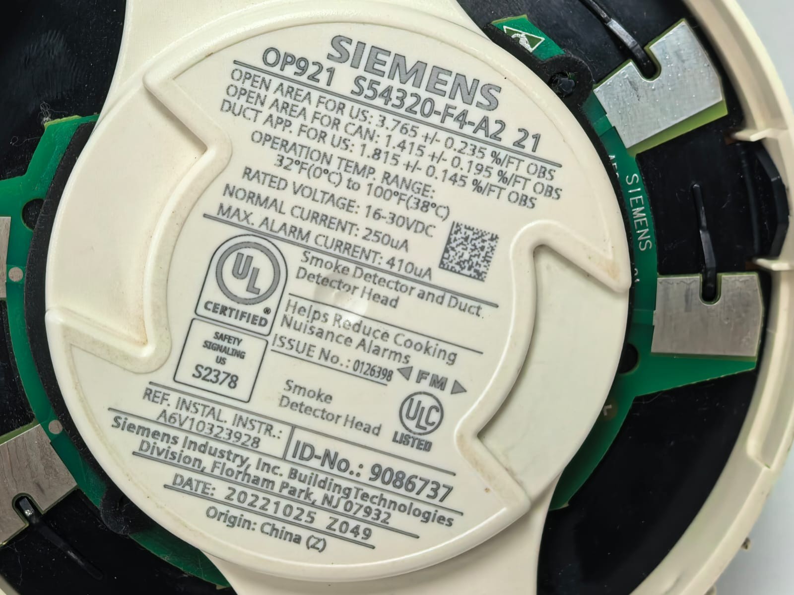 Siemens OP921 S54320-F4-A2 21 SIEMENS OP921 S54320-F4-A2 21 SMOKE DETECTOR AND DUCT DETECTOR HEAD PCS 4