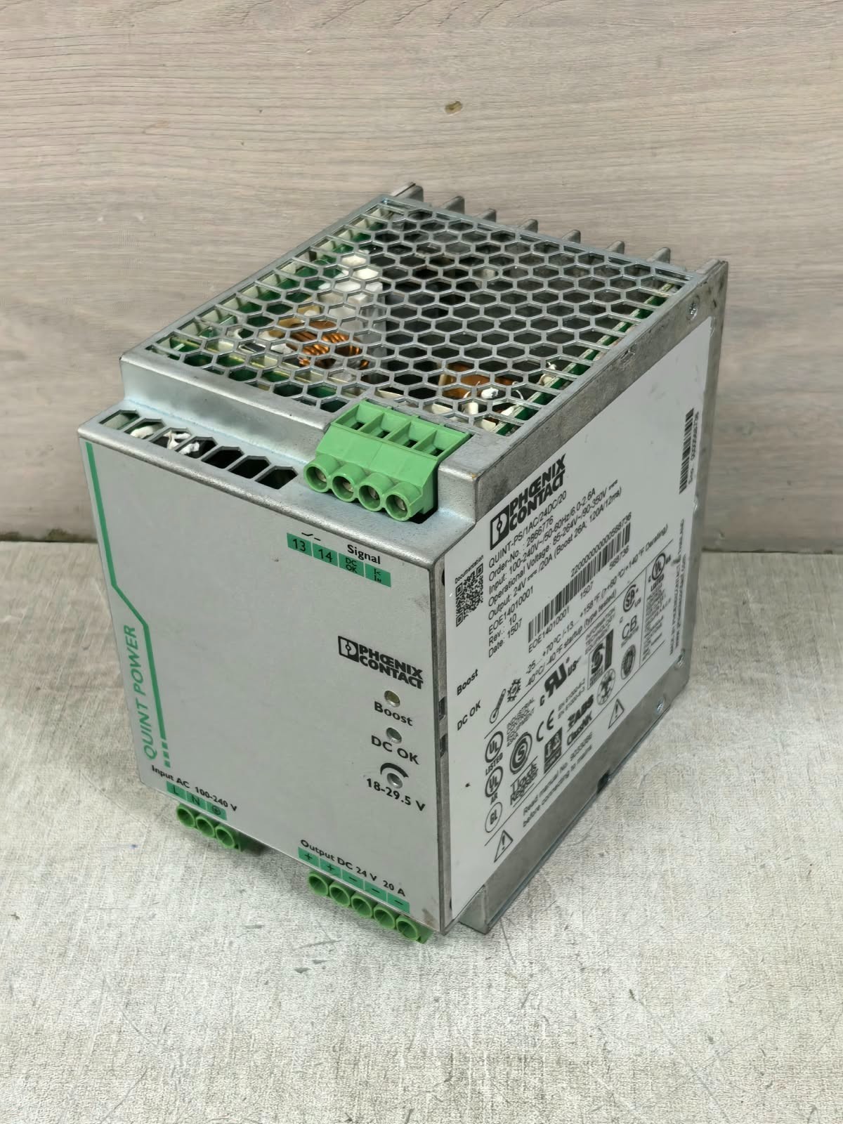 Phoenix Contact QUINT-PS/1AC/24DC/20 REV.10 PHOENIX CONTACT QUINT-PS/1AC/24DC/20 2866776 REV.10 QUINT POWER 4