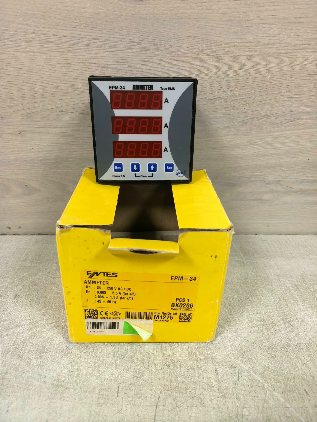 ENTES EPM-34 ENTES EPM-34 TRUE RMS AMMETER 24-250VAC/DC 65HZ 1
