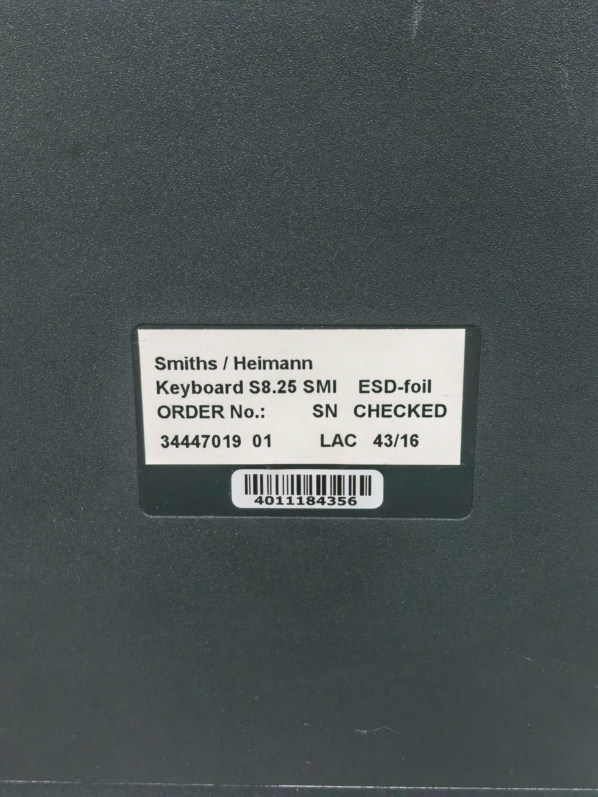 Smiths Detection S8.25 SMI 34447019 01 SMITHS DETECTION S8.25 SMI 34447019 01 KEYBOARD CONTROLLER 9