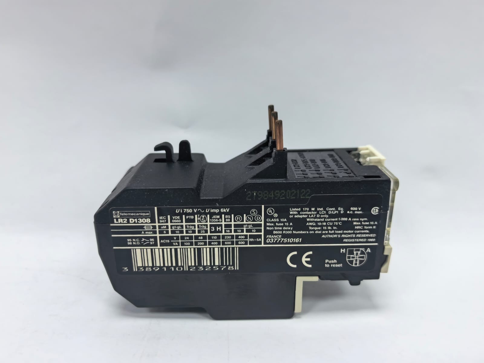 Telemecanique LR2 D1308 TELEMECANIQUE LR2 D1308 THERMAL OVERLOAD RELAY 4