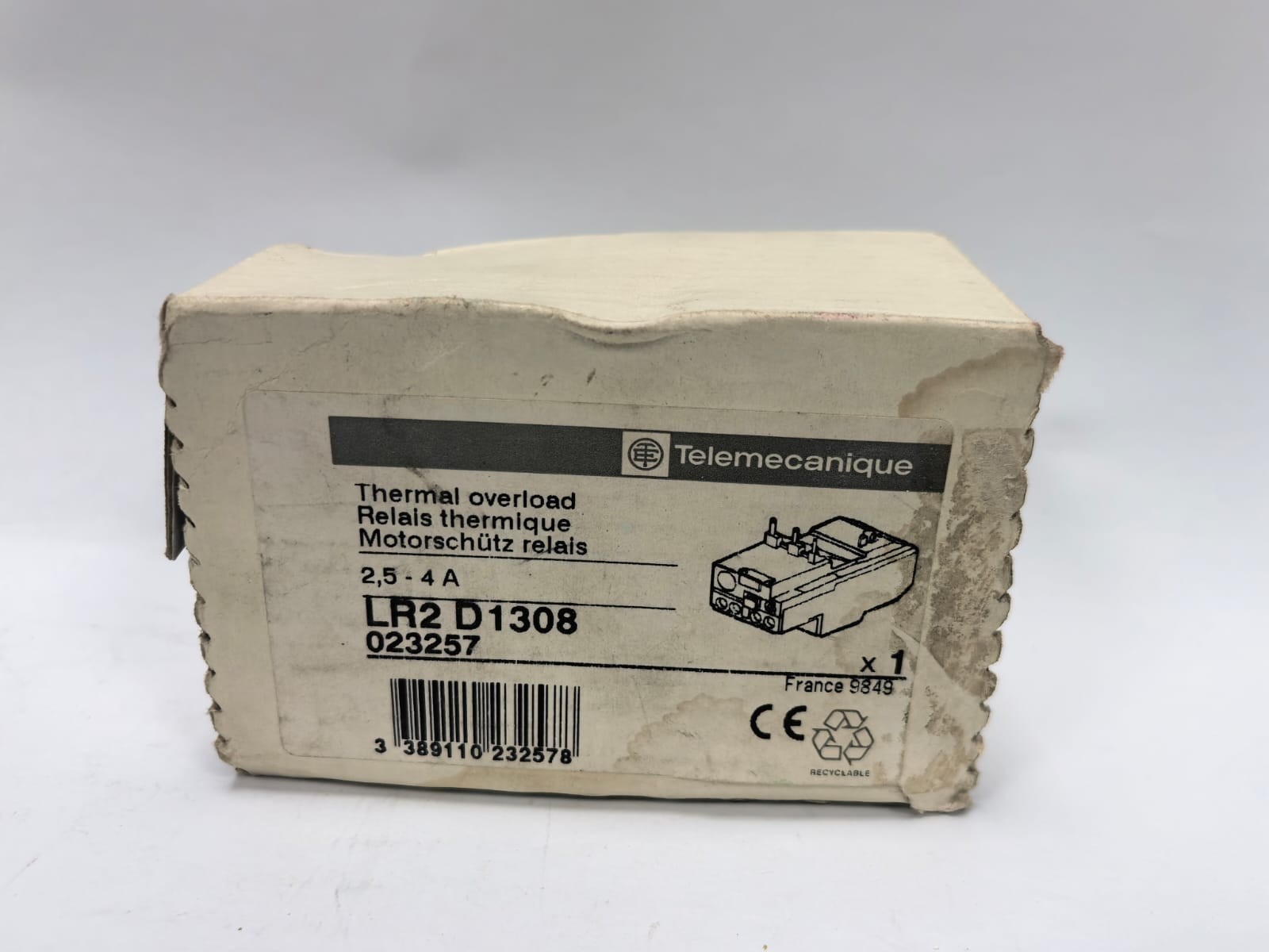 Telemecanique LR2 D1308 TELEMECANIQUE LR2 D1308 THERMAL OVERLOAD RELAY 9
