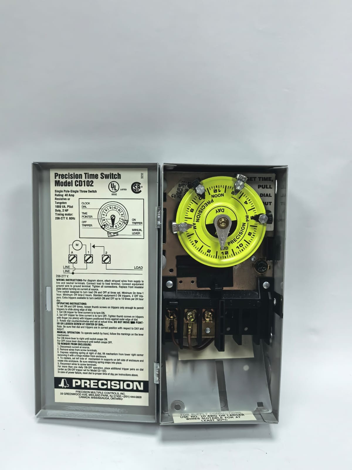 Precision CD 102 PRECISION CD 102 24 HR.TIME SWITCH SINGLE POLE SINGLE THROW 3