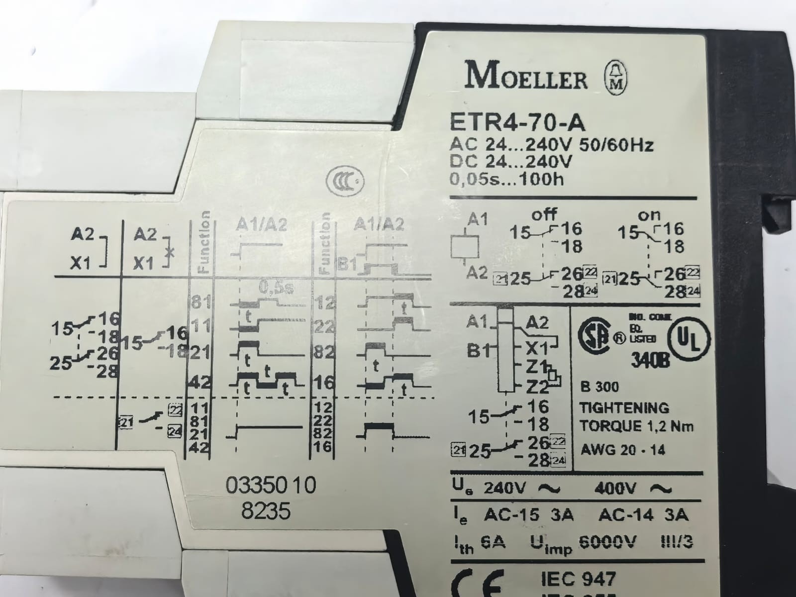 Moeller ETR4-70-A MOELLER ETR4-70-A TIMER DELAY RELAY 3