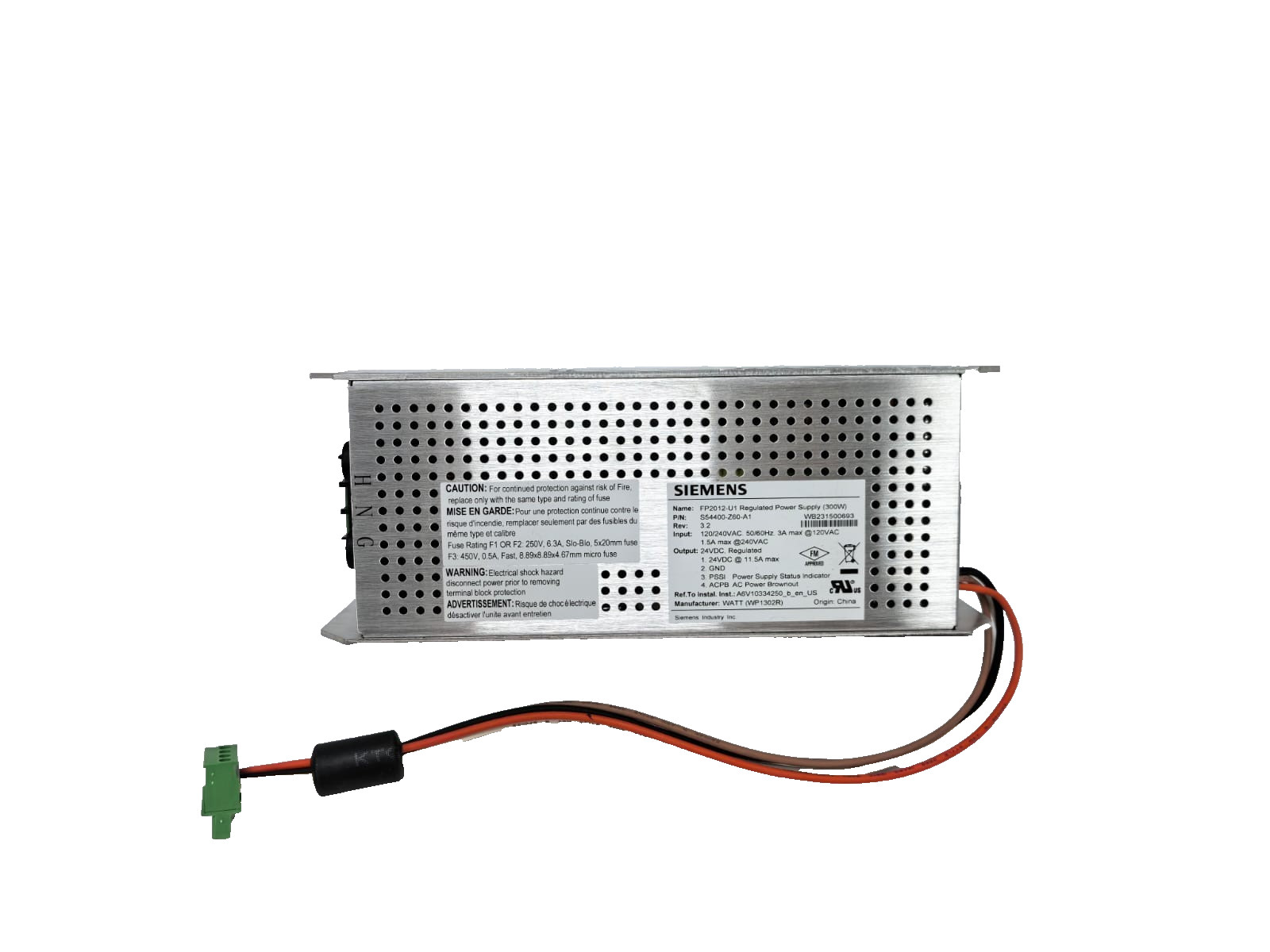 Siemens S54400-Z60-A1 SIEMENS FP2012-U1 REGULATED POWER SUPPLY S54400-Z60-A1 REV.3.2 2