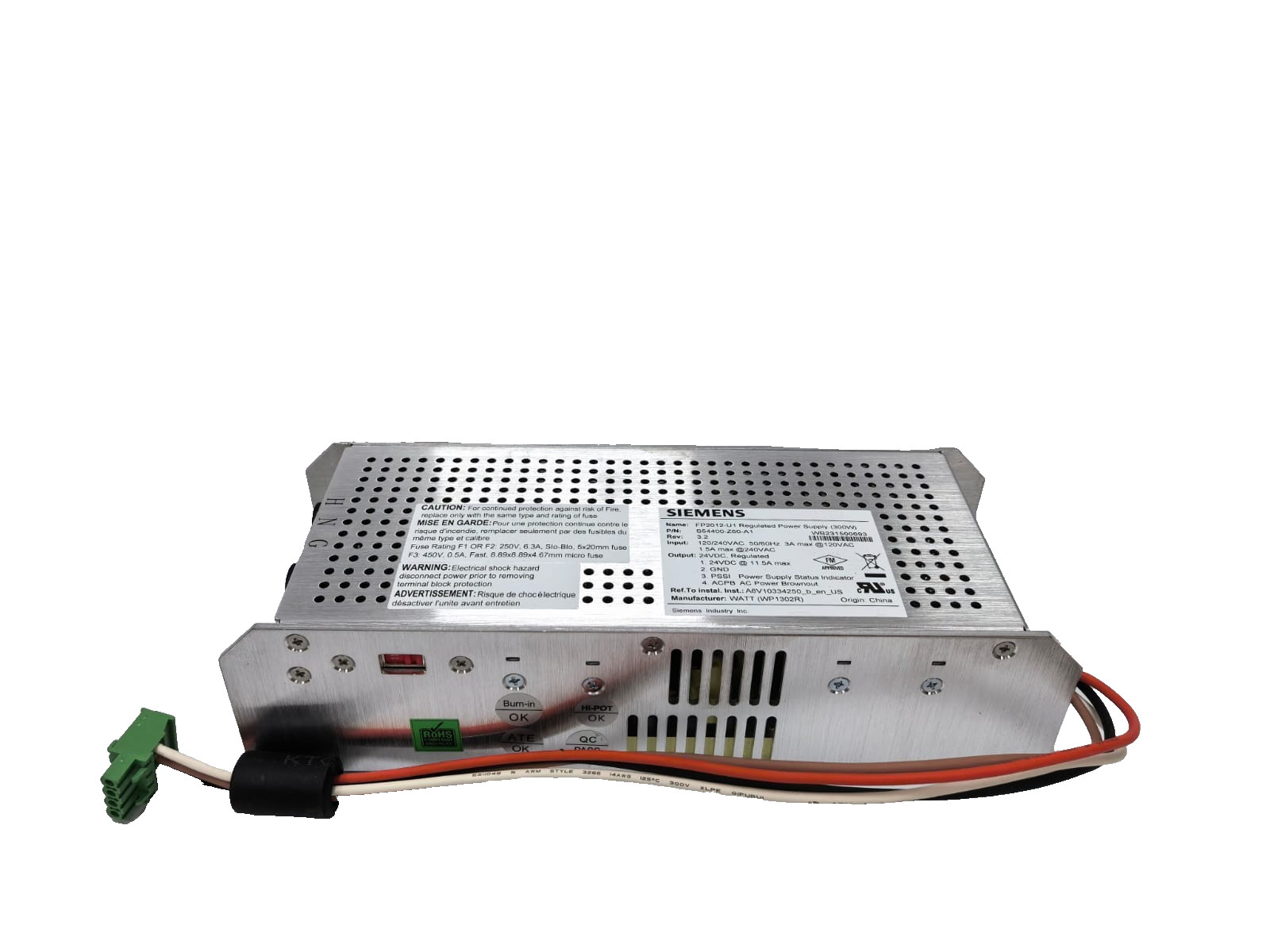 Siemens S54400-Z60-A1 SIEMENS FP2012-U1 REGULATED POWER SUPPLY S54400-Z60-A1 REV.3.2 5