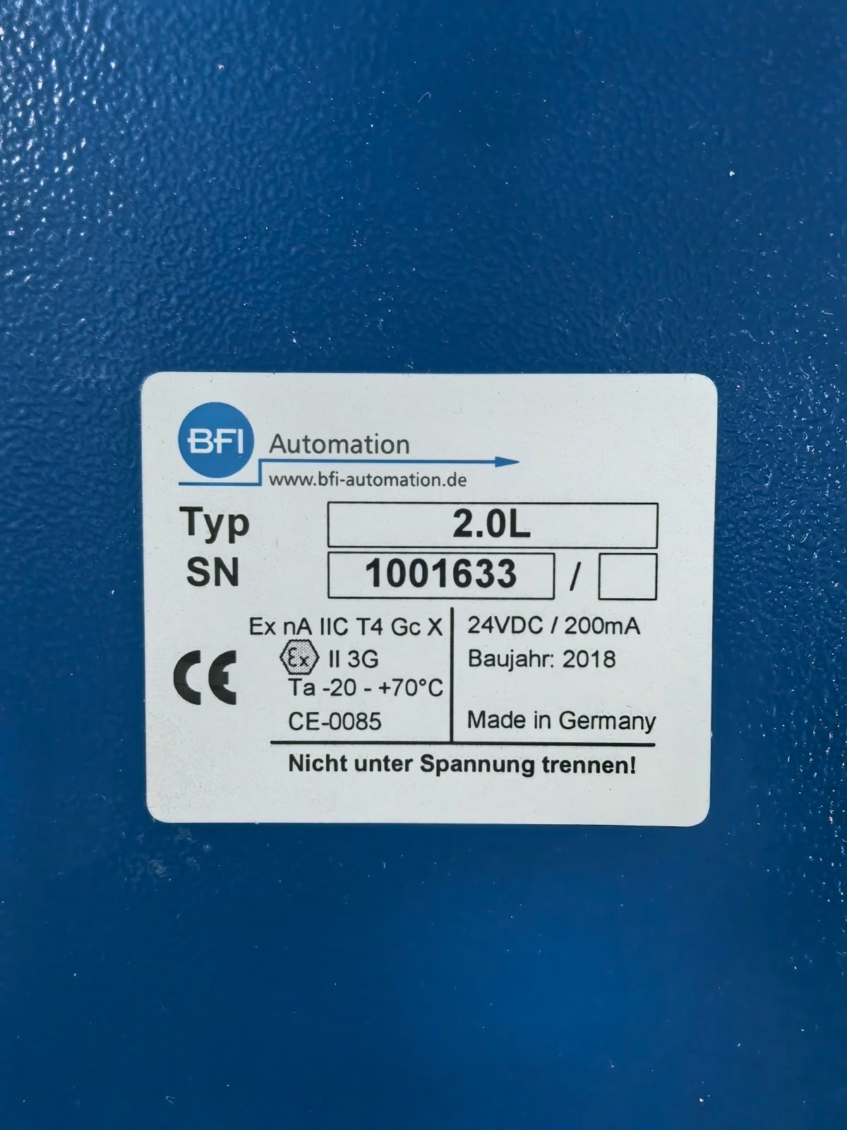 BFI AUTOMATION 2.0L BFI AUTOMATION 2.0L FLAME SCANNER FOR FIBER OPTIC CABLE 4