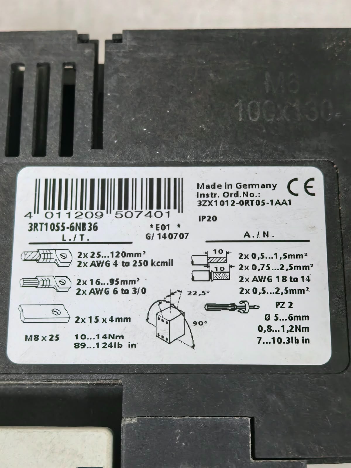 Siemens 3RT1055-6NB36 SIEMENS SIRIUS 3RT1055-6NB36 AC POWER CONTACTOR 8