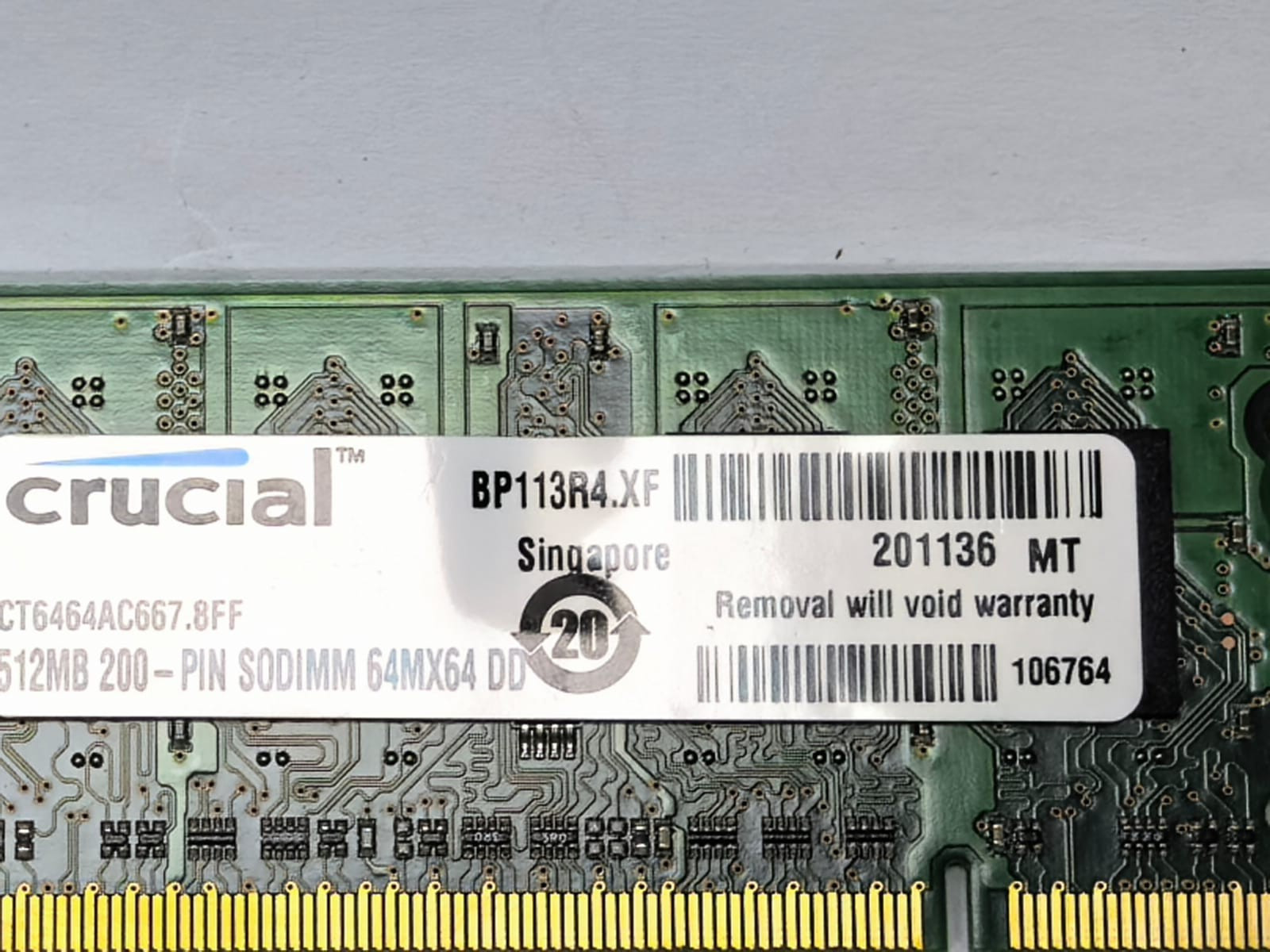 Crucial 200-PIN SODIMM 64MX64 DDR2 PC2-5300 CRUCIAL 512MB 200-PIN SODIMM 64MX64 DDR2 PC2 3