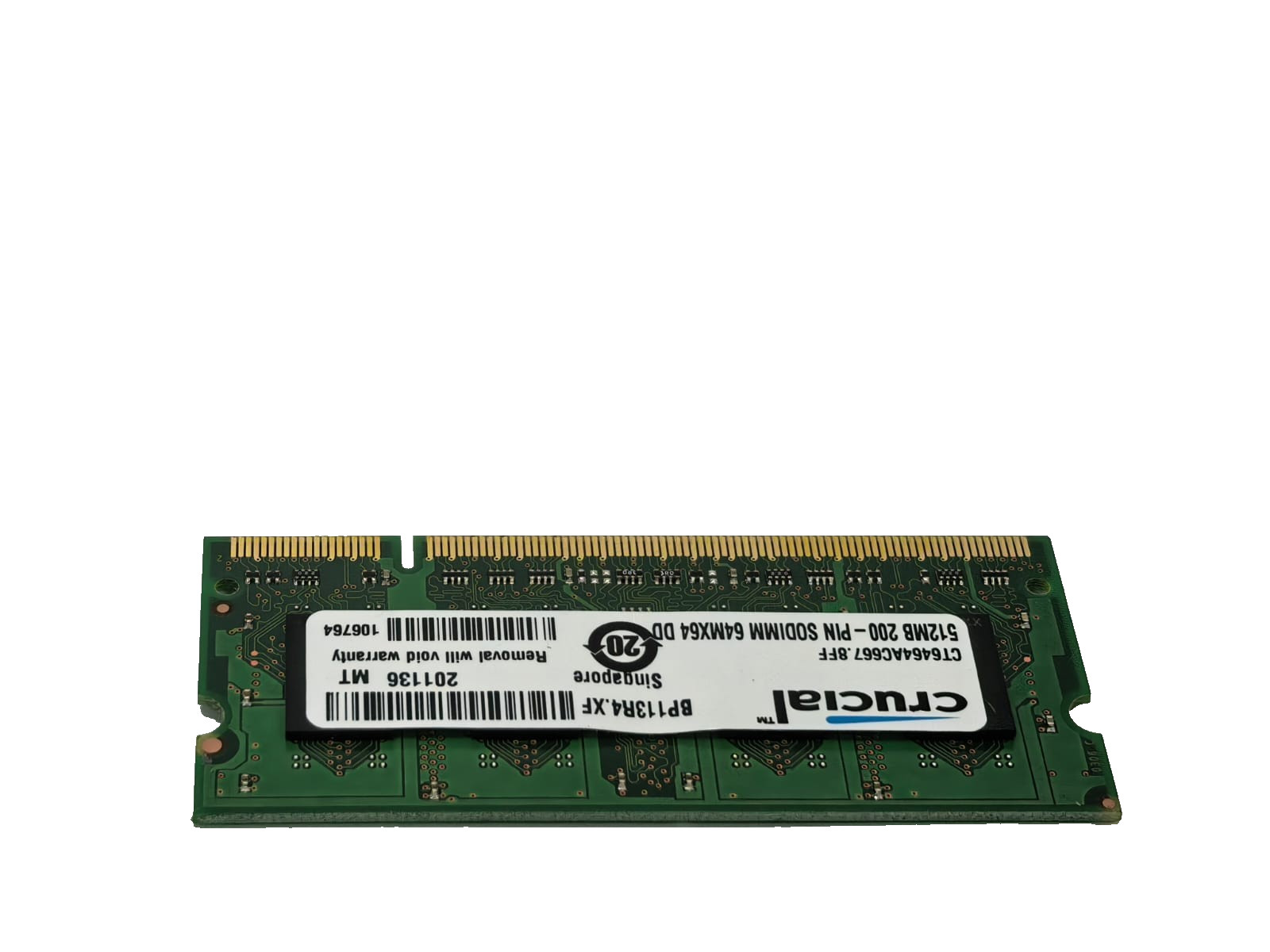 Crucial 200-PIN SODIMM 64MX64 DDR2 PC2-5300 CRUCIAL 512MB 200-PIN SODIMM 64MX64 DDR2 PC2 8
