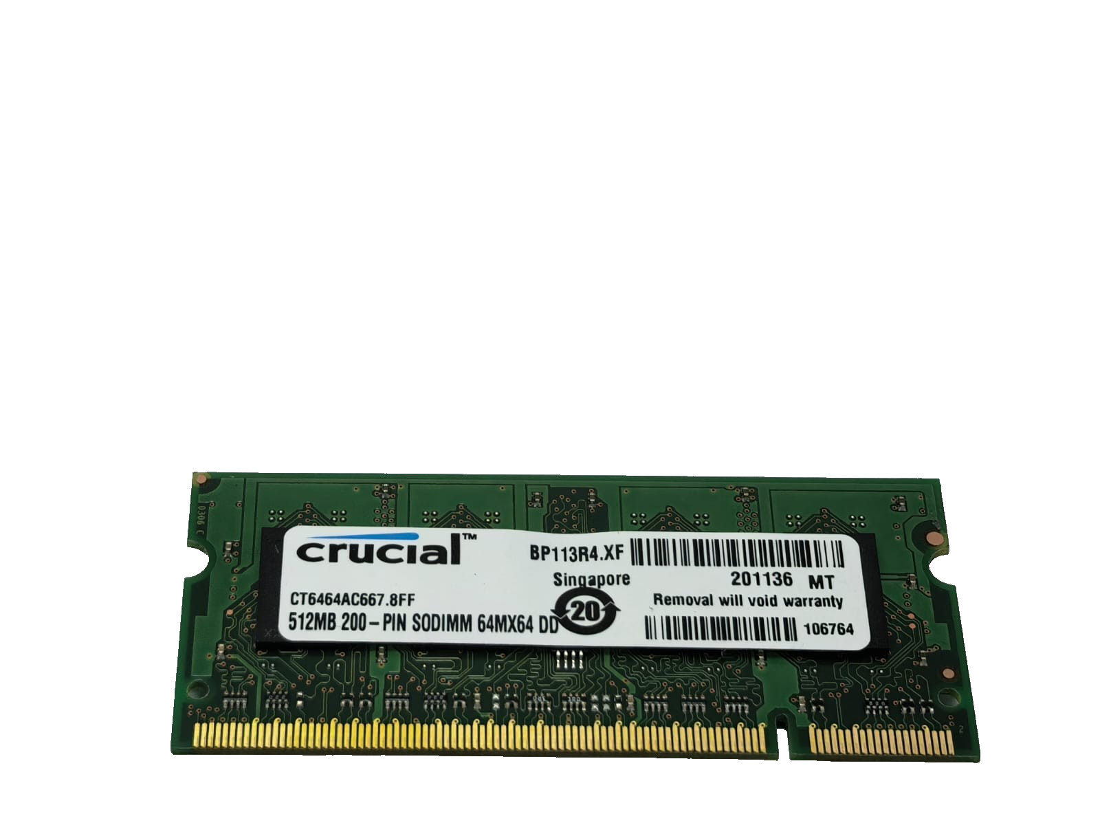 Crucial 200-PIN SODIMM 64MX64 DDR2 PC2-5300 CRUCIAL 512MB 200-PIN SODIMM 64MX64 DDR2 PC2 9