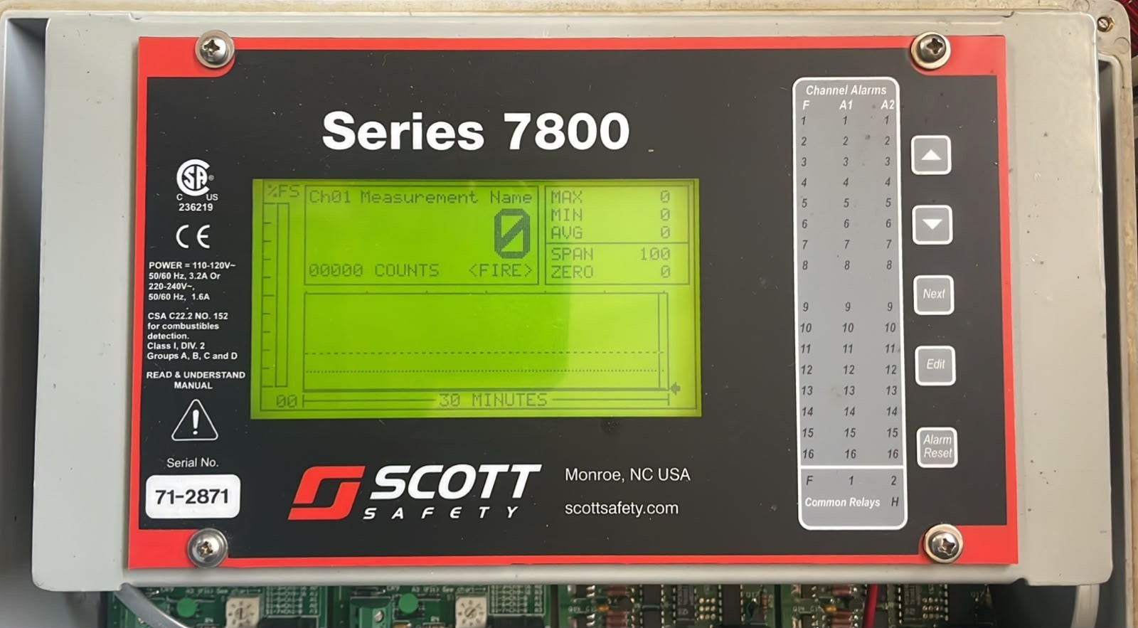 Scott Safety SERIES 7800 SCOTT SAFETY SERIES 7800 16-CHANNEL AREA MONITOR 110-120V 2