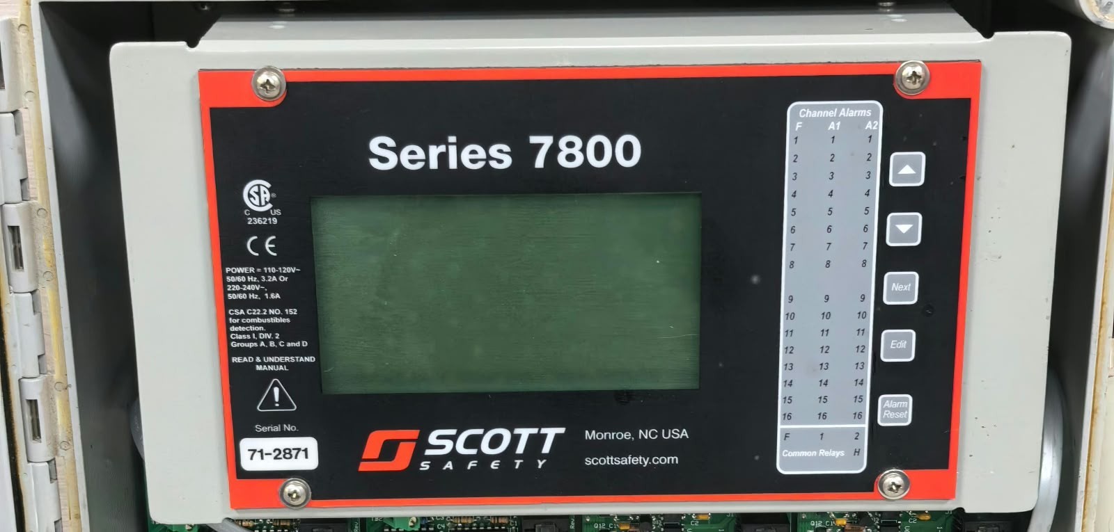 Scott Safety SERIES 7800 SCOTT SAFETY SERIES 7800 16-CHANNEL AREA MONITOR 110-120V 6