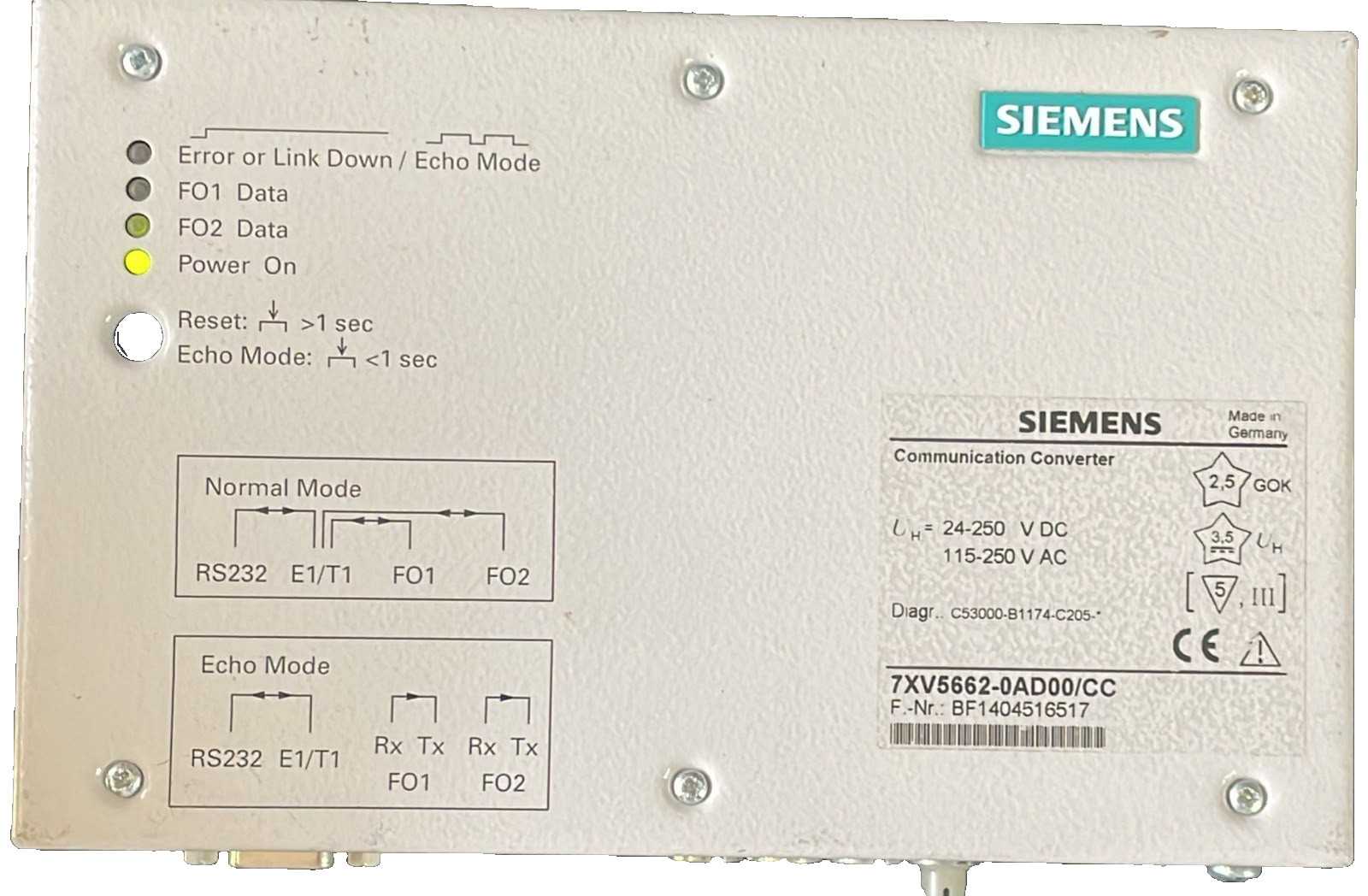 Siemens 7XV5662-0AD00/CC SIEMENS 7XV5662-0AD00/CC COMMUNICATION CONVERTER 24-250VDC 2