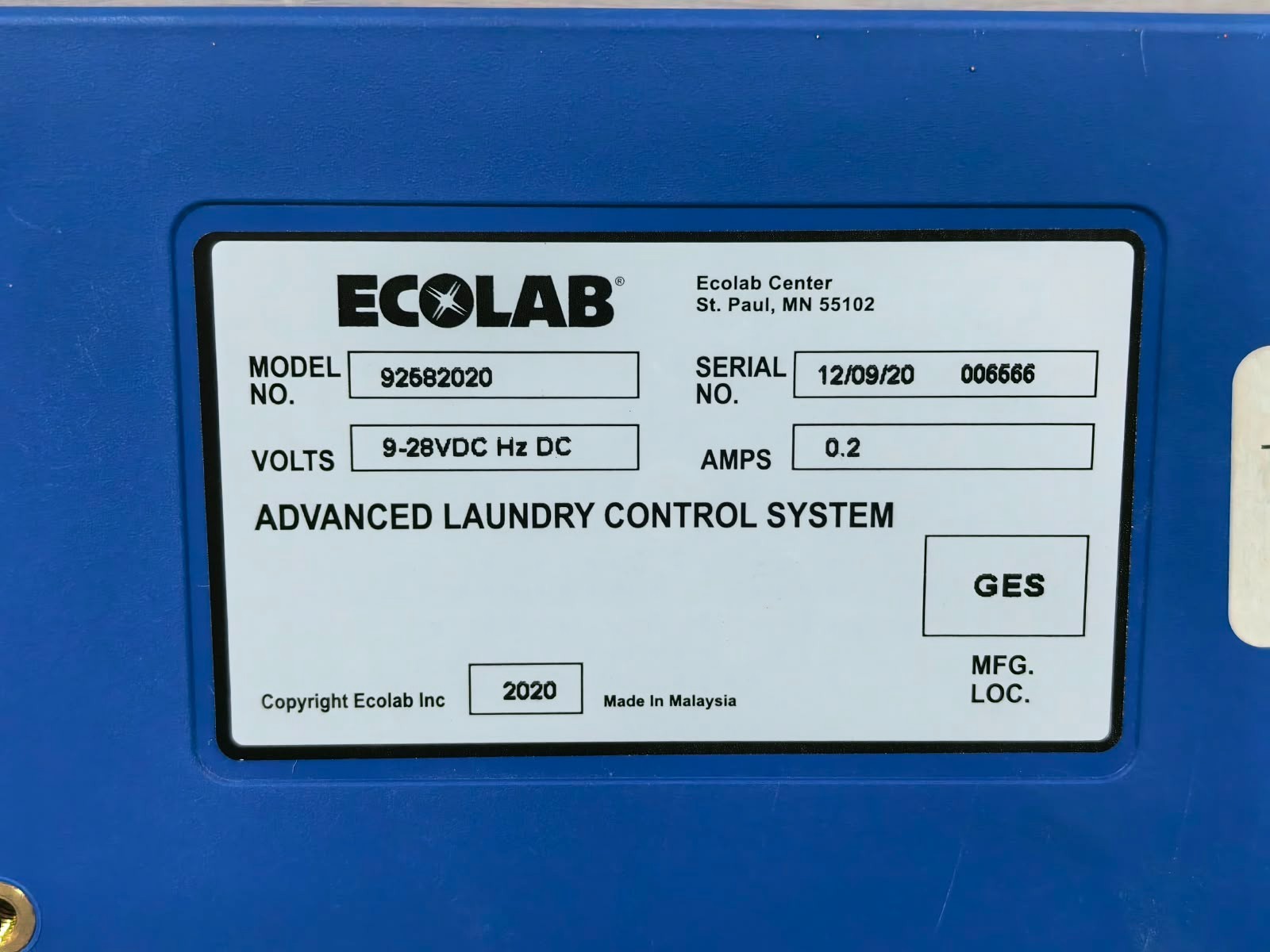 ECOLAB 92682020 ECOLAB 92682020 ADVANCED LAUNDRY CONTROL SYSTEM 9-28VDC 8