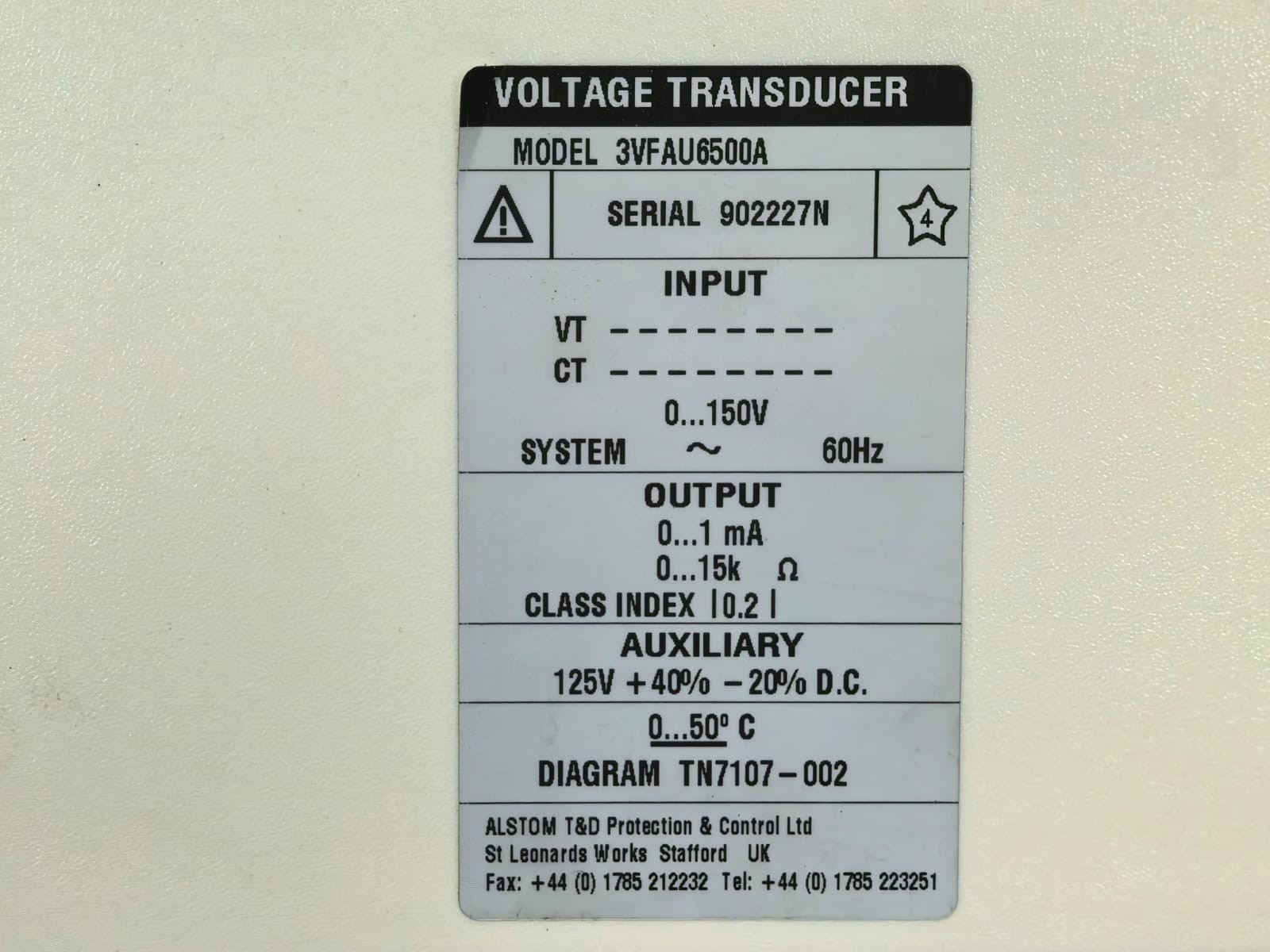 ALSTOM 3VFAU6500A ALSTOM ISTAT 300 VOLTAGE TRANSDUCER 3VFAU6500A 3