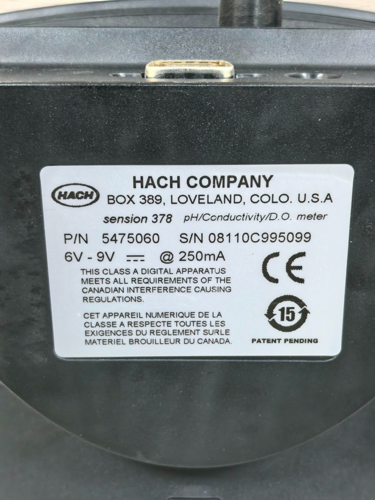 Hach 5475060 HACH SENSION378 P/N 5475060 METER 250MA 2