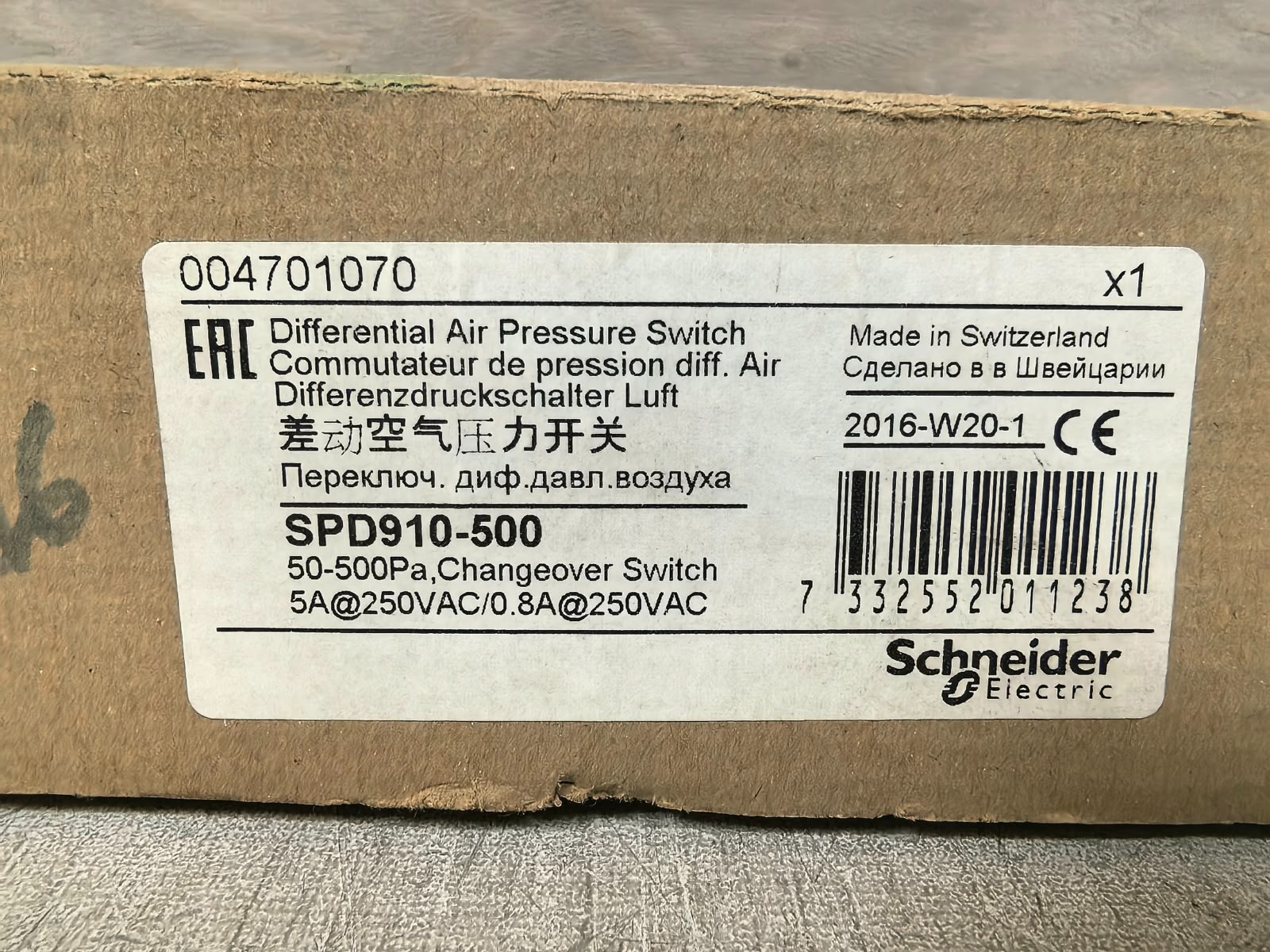Schneider Electric SPD910-500/ SPD910-500PA 004701070 SCHNEIDER SPD910-500/ SPD910-500Pa 004701070 DIFFERENTIAL AIR PRESSURE SWITCH 9