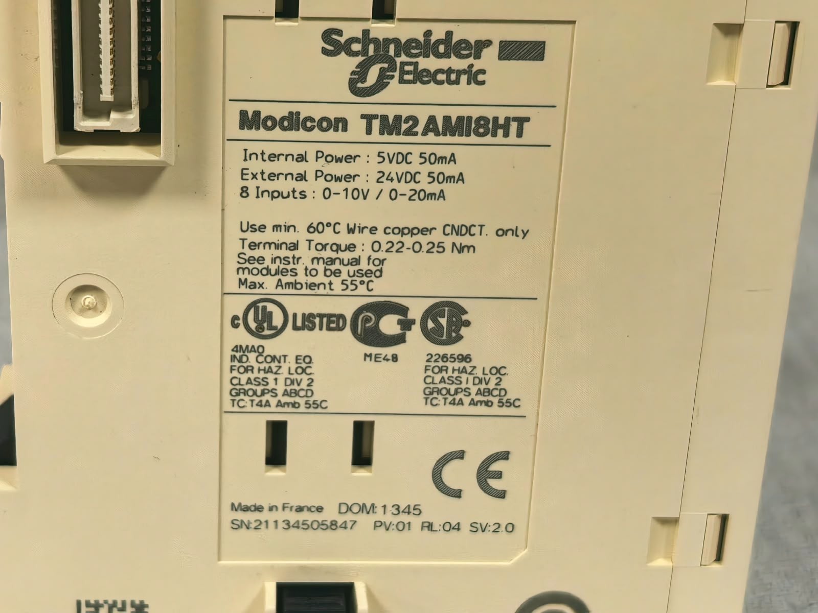 Schneider Electric TM2AMI8HT SCHNEIDER ELECTRIC TM2AMI8HT MODICON 8 INPUTS ANALOG INPUT MODULE 24VDC 6