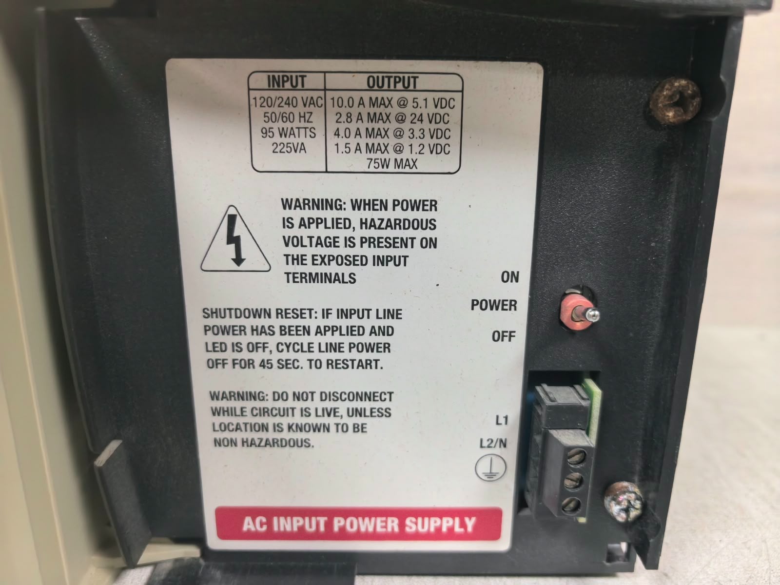 Allen-Bradley 97060572 A01 ALLEN-BRADLEY 1756-PA72/B 97060572 A01 CONTROLLOGIX POWER SUPPLY 6