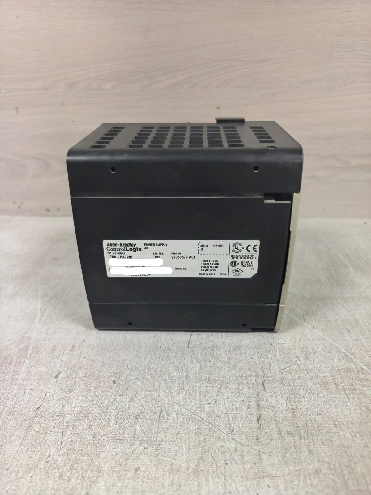 Allen-Bradley 97060572 A01 ALLEN-BRADLEY 1756-PA72/B 97060572 A01 CONTROLLOGIX POWER SUPPLY 8