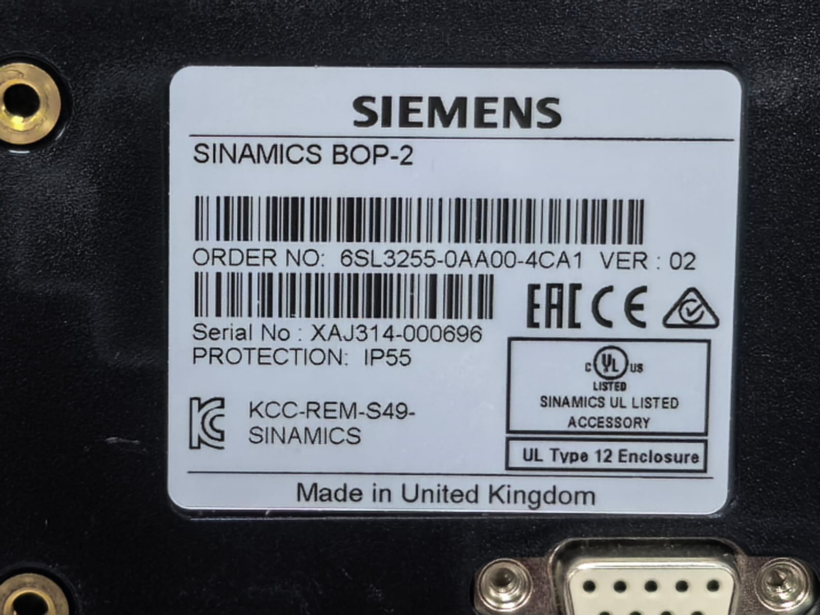 Siemens 6SL3255-0AA00-4CA1 SIEMENS 6SL3255-0AA00-4CA1 VER.02 SINAMIC BOP-2 BASIC OPERATOR PANEL PCS 3