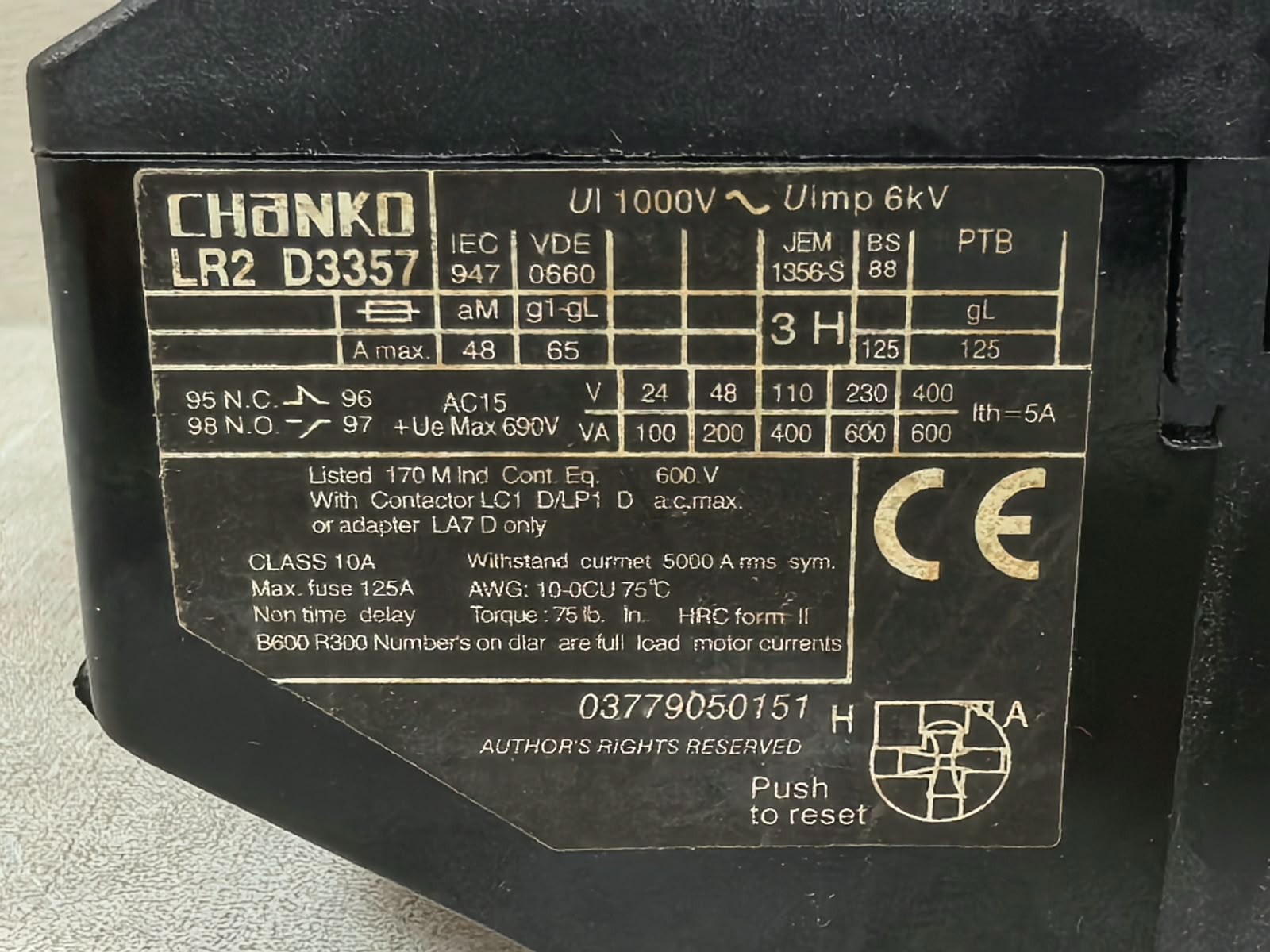 CHANKO LR2D33 LR2 D3357 CHANKO LR2D33 LR2 D3357 THERMAL OVERLOAD 5