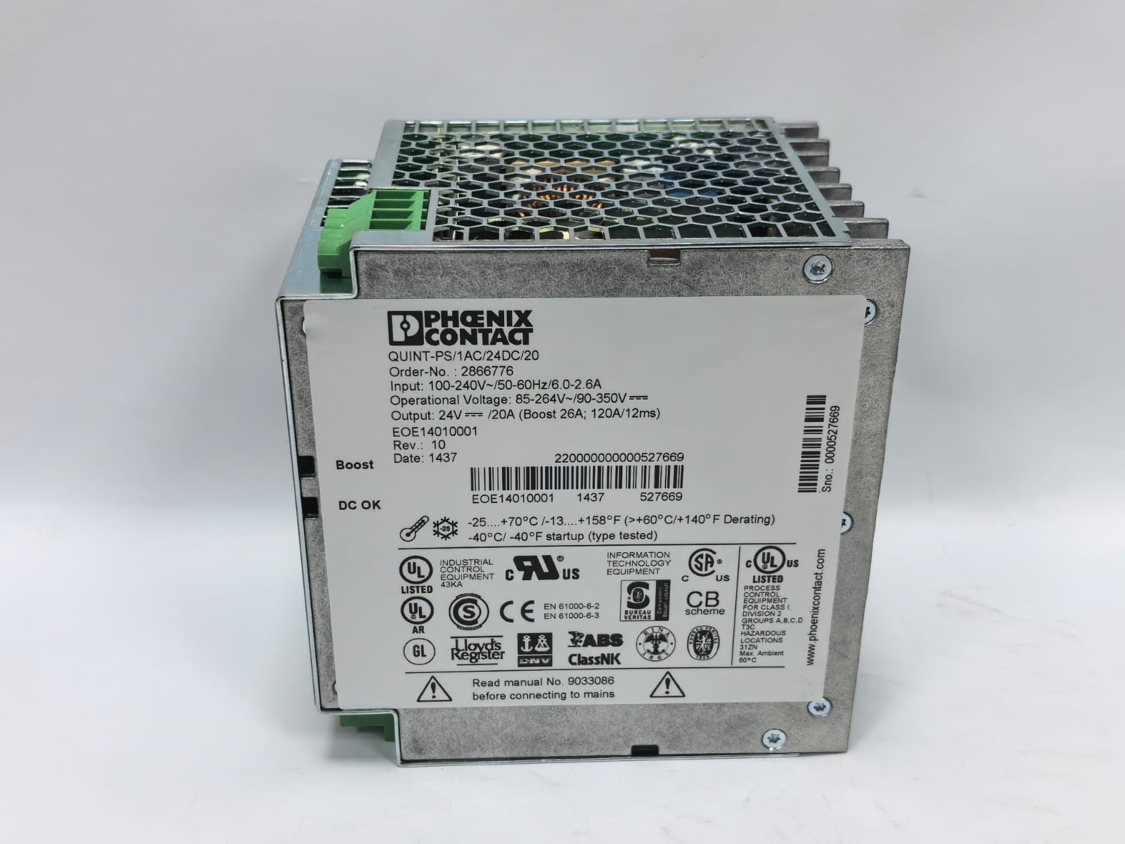 Phoenix Contact 2866776 PHOENIX CONTACT QUINT-PS/1AC/24DC/20 POWER SUPPLY 2866776 3