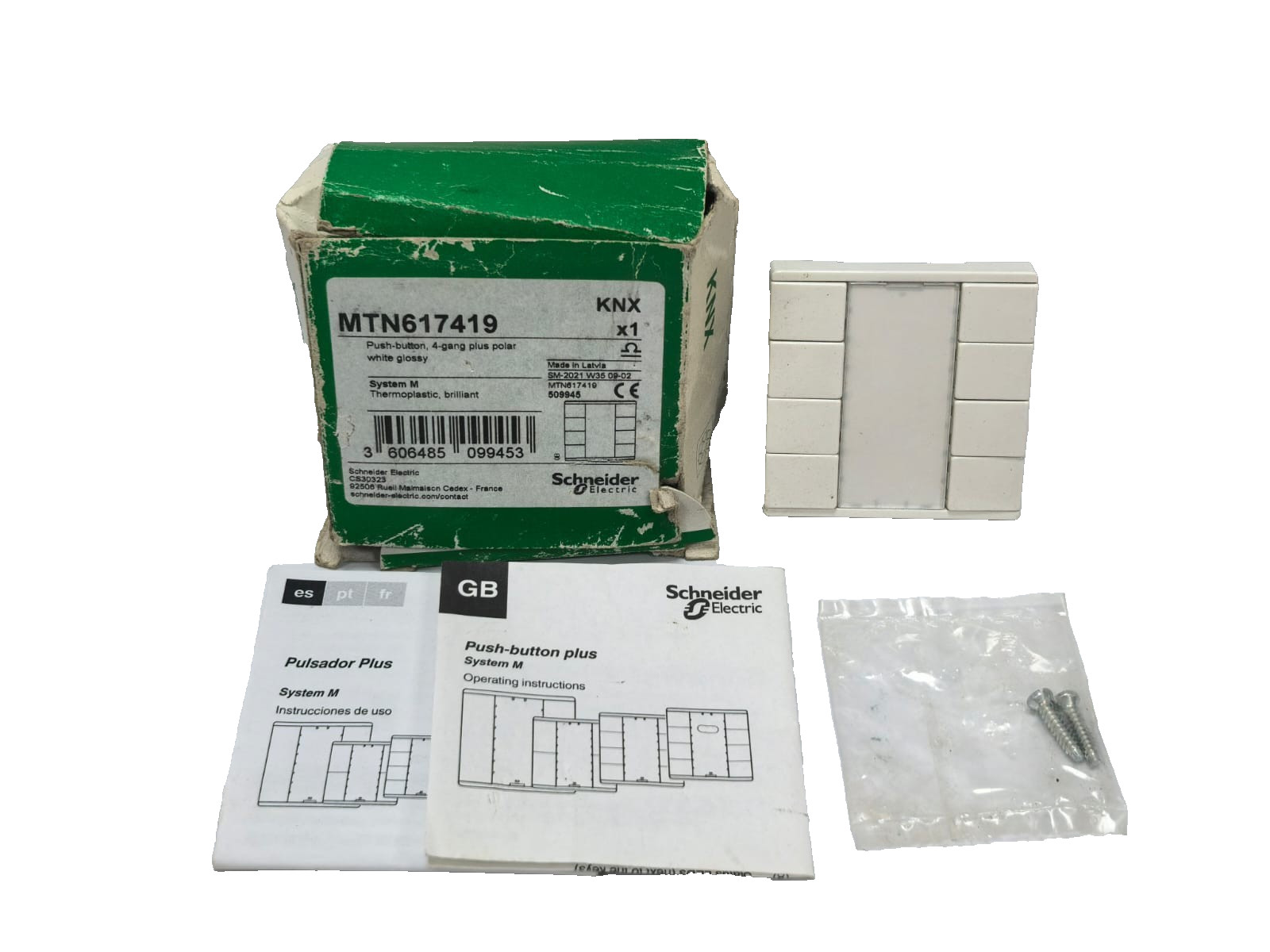 Schneider Electric MTN617419 SCHNEIDER ELECTRIC MTN617419 PUSH-BUTOON,4-GANG PLUS POLAR SYSTEM M 1