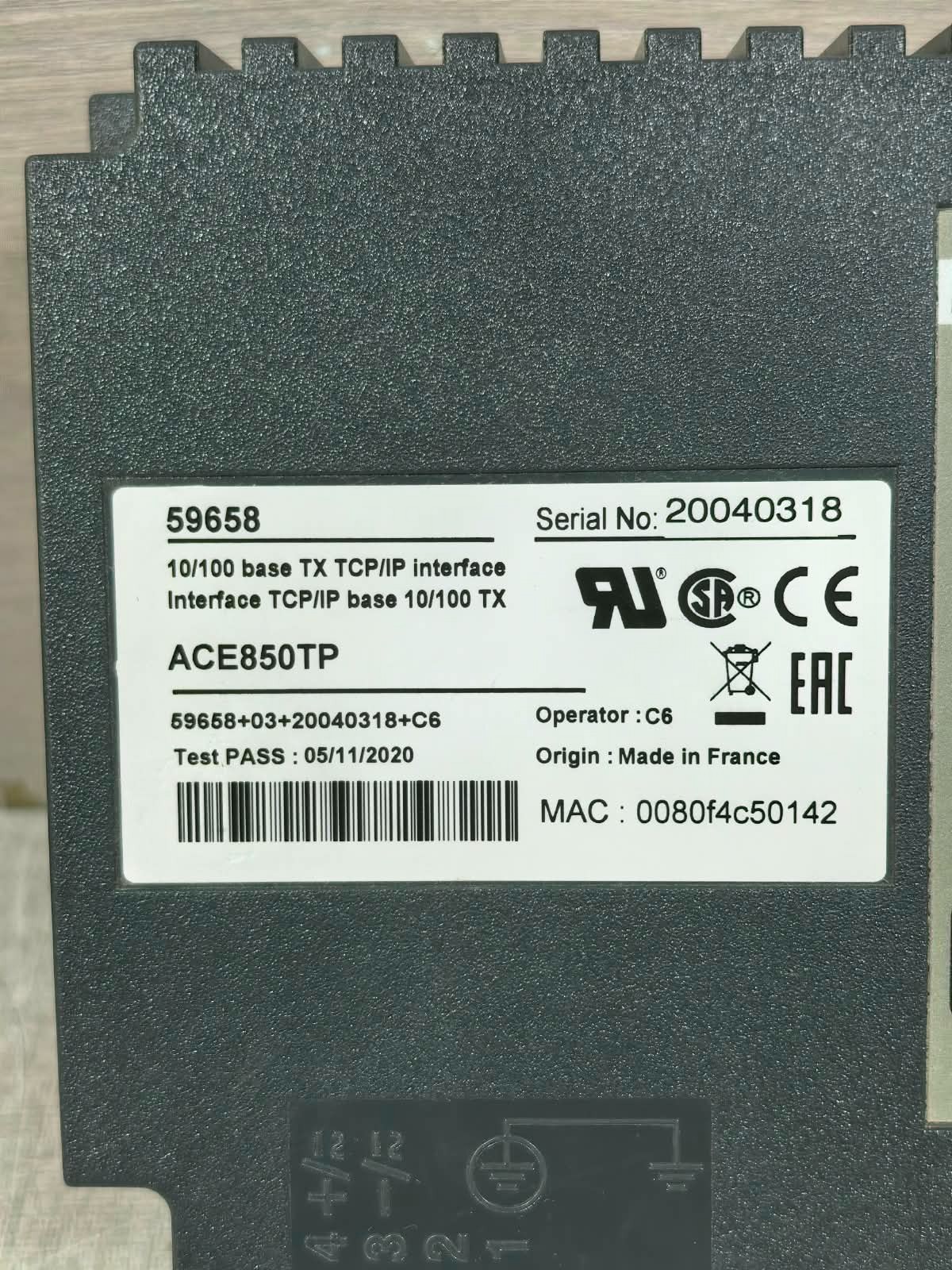 Schneider Electric ACE850TP 59658 SCHNEIDER ELECTRIC ACE850TP 59658 10/100 BASE TX TCP/IP INTERFACE 4