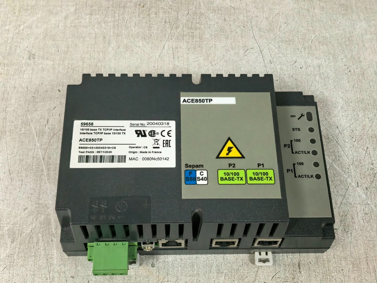 Schneider Electric ACE850TP 59658 SCHNEIDER ELECTRIC ACE850TP 59658 10/100 BASE TX TCP/IP INTERFACE 8