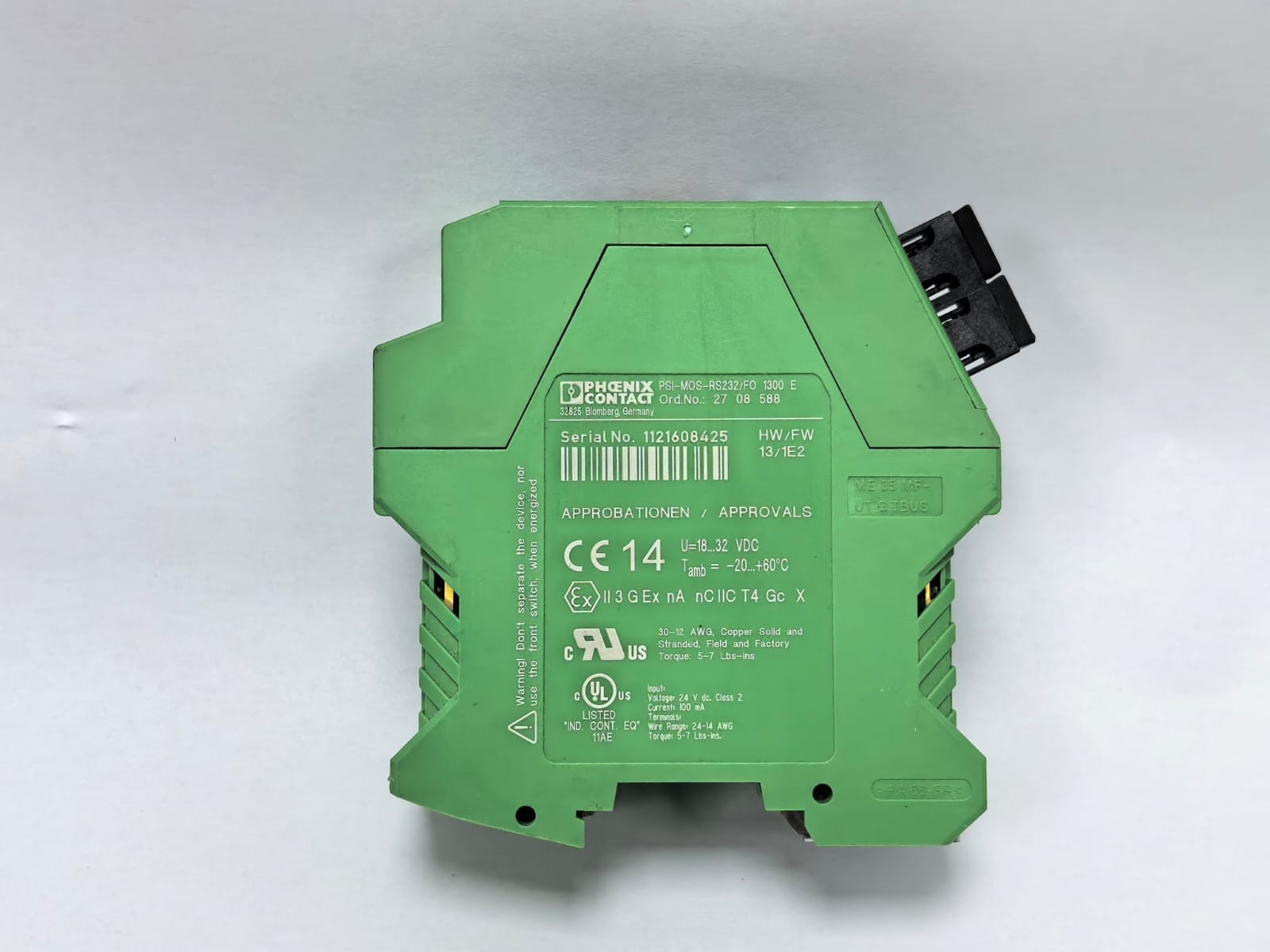 Phoenix Contact 2708588 PHOENIX CONTACT PSI-MOS-RS232/FO 1300 E FIBER OPTIC CONVERTER 2708588 5