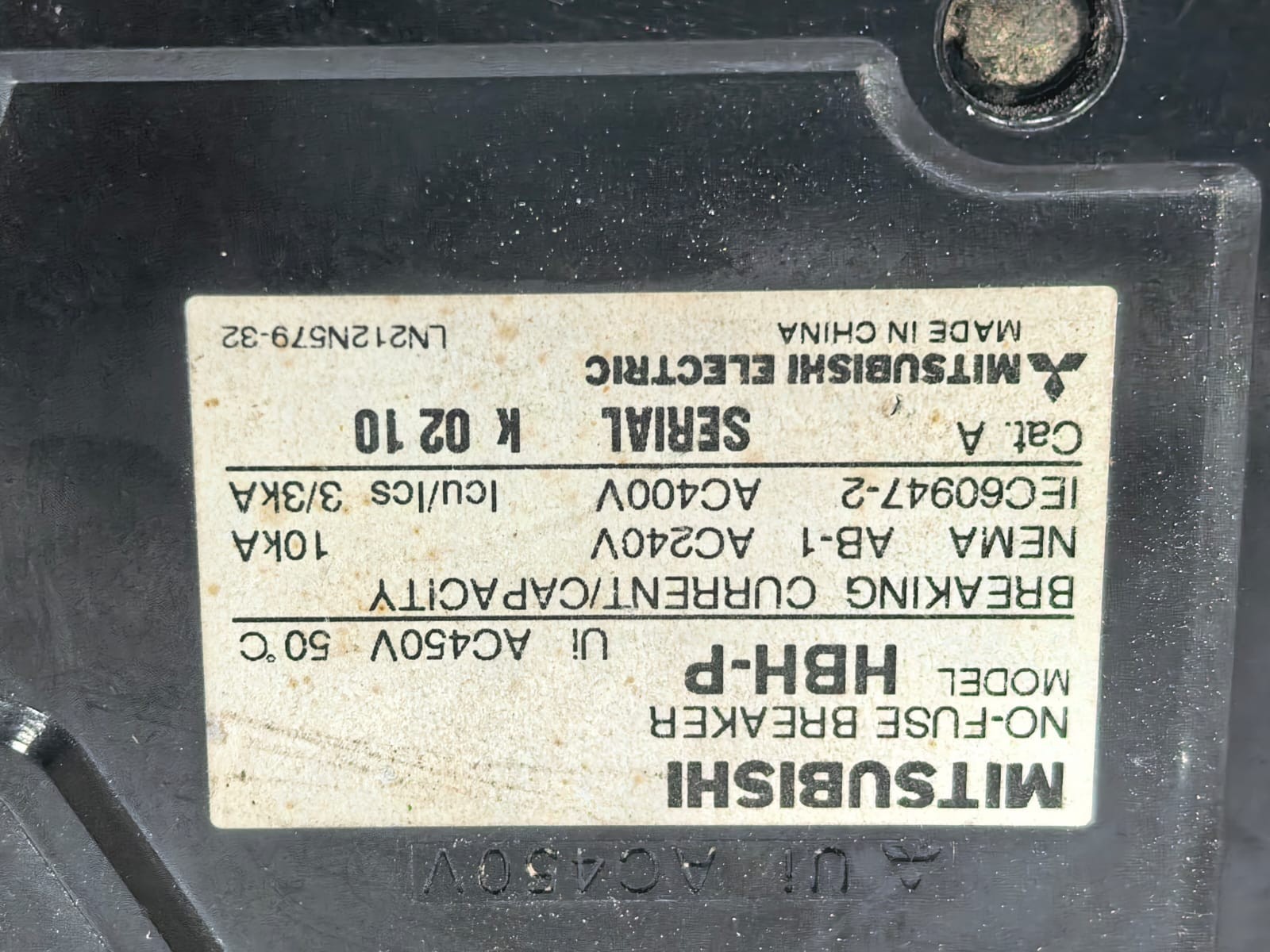 Mitsubishi Electric HBH-P MITSUBISHI HBH-P CIRCUIT BREAKER AC450V 2