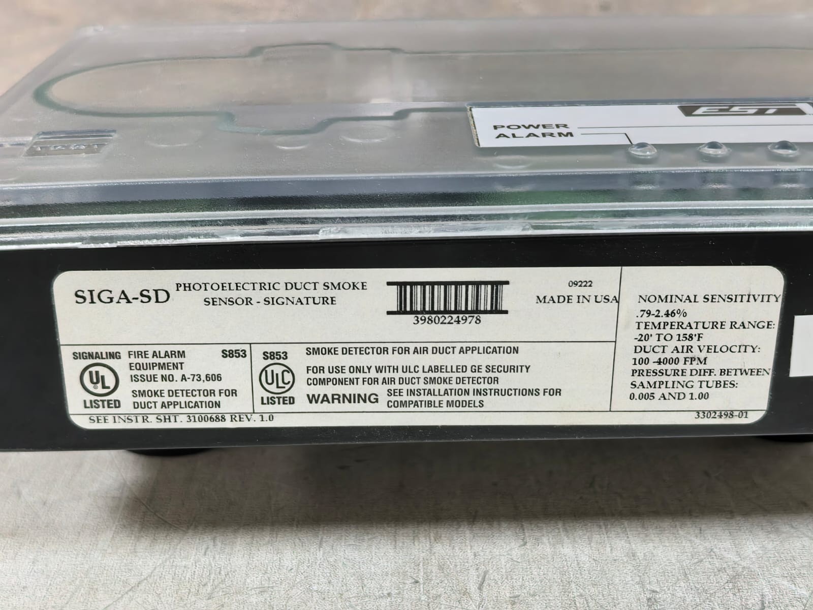 EST SIGA-SD EST SIGA-SD PHOTOELECTRIC DUCT SMOKE SENSOR 9