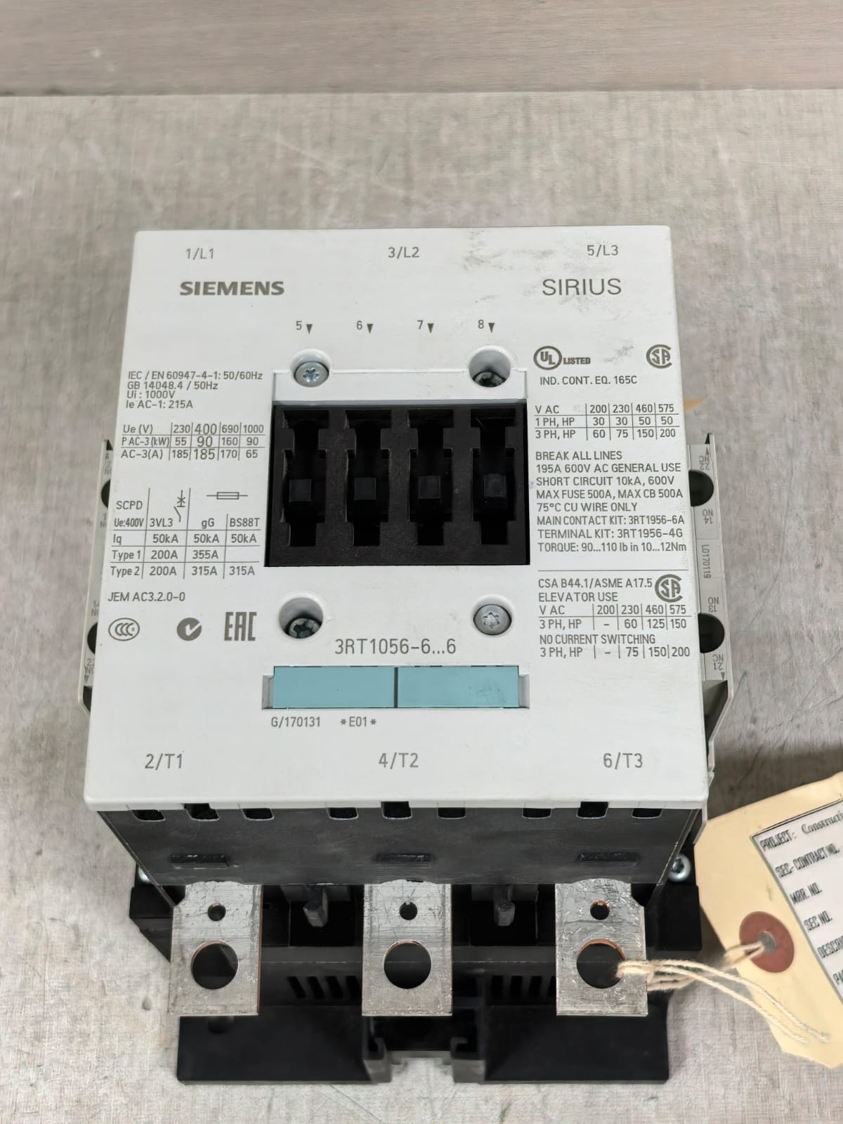Siemens 3RT1056-3..6 / 3RT1056-6AP36 SIEMENS SIRIUS 3RT1056-3..6 / 3RT1056-6AP36 CONTACTOR 6
