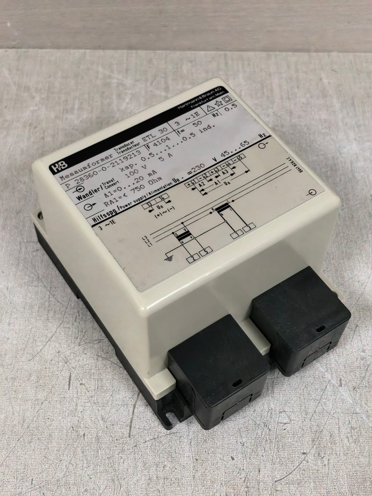 HARTMANN & BRAUN ETL 30 P 28360-0-2119213 HARTMANN & BRAUN ETL 30 P 28360-0-2119213 MESSUMFORMER TRANSDUCER 230V 3