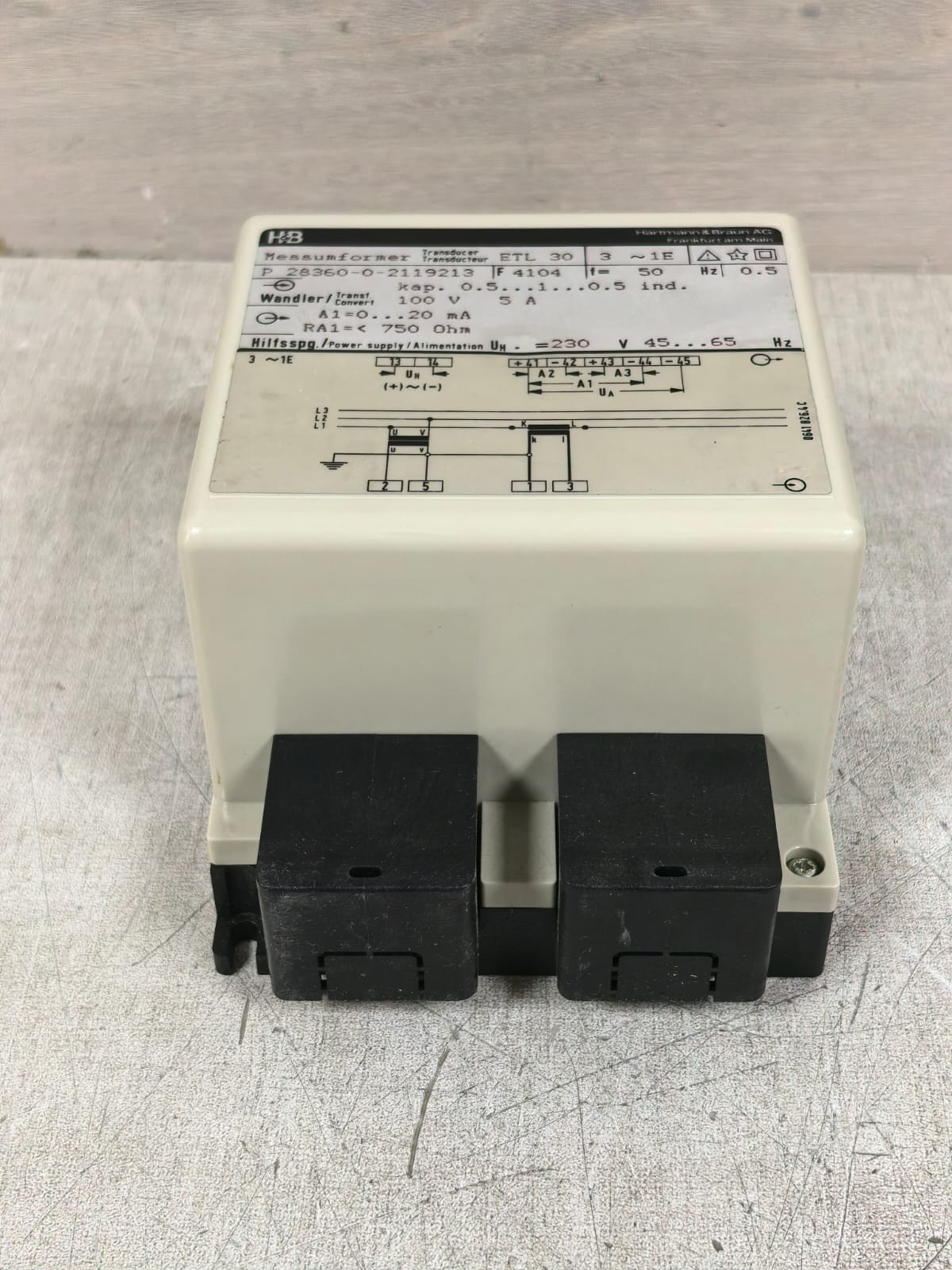 HARTMANN & BRAUN ETL 30 P 28360-0-2119213 HARTMANN & BRAUN ETL 30 P 28360-0-2119213 MESSUMFORMER TRANSDUCER 230V 7