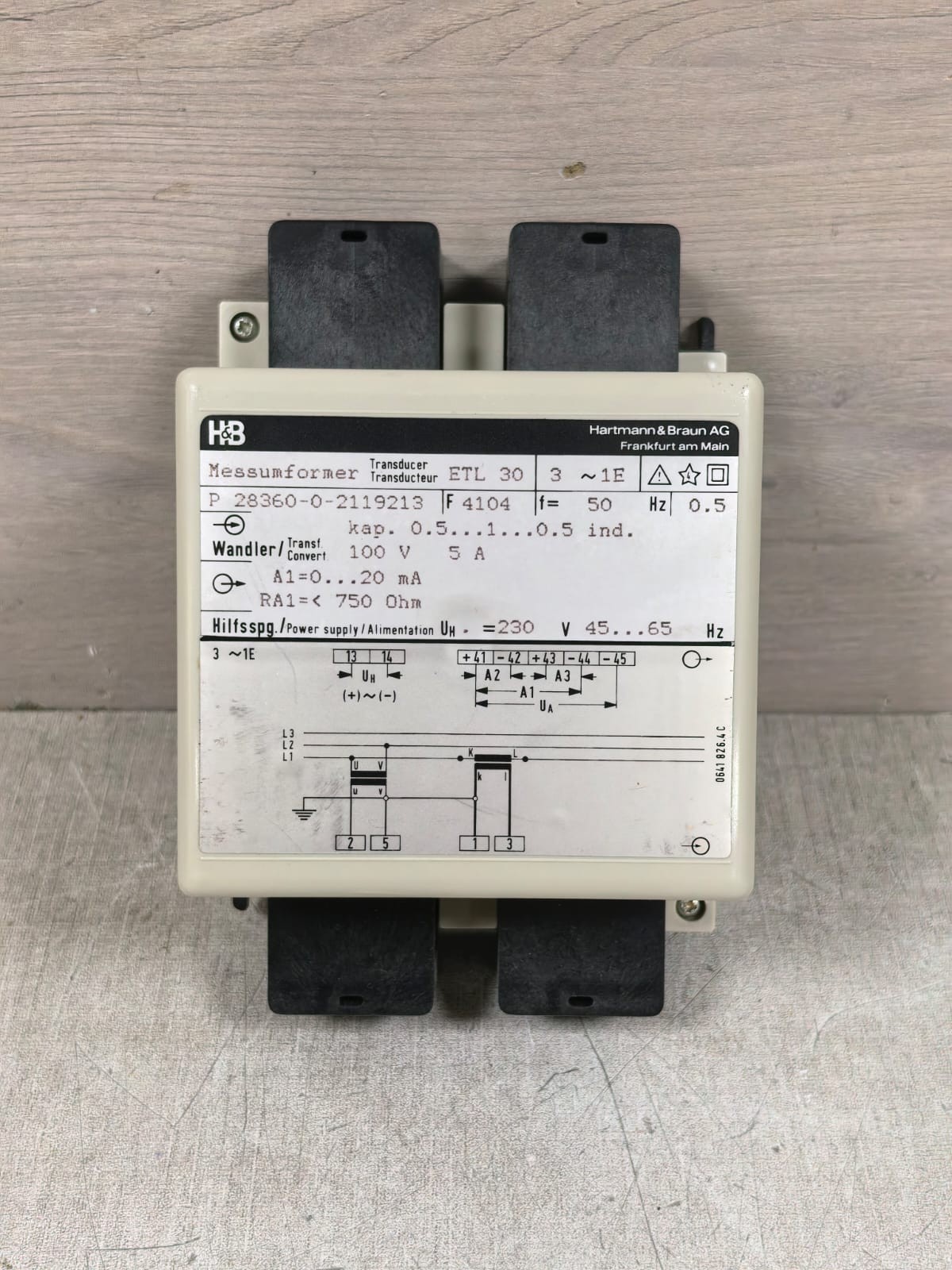 HARTMANN & BRAUN ETL 30 P 28360-0-2119213 HARTMANN & BRAUN ETL 30 P 28360-0-2119213 MESSUMFORMER TRANSDUCER 230V 1