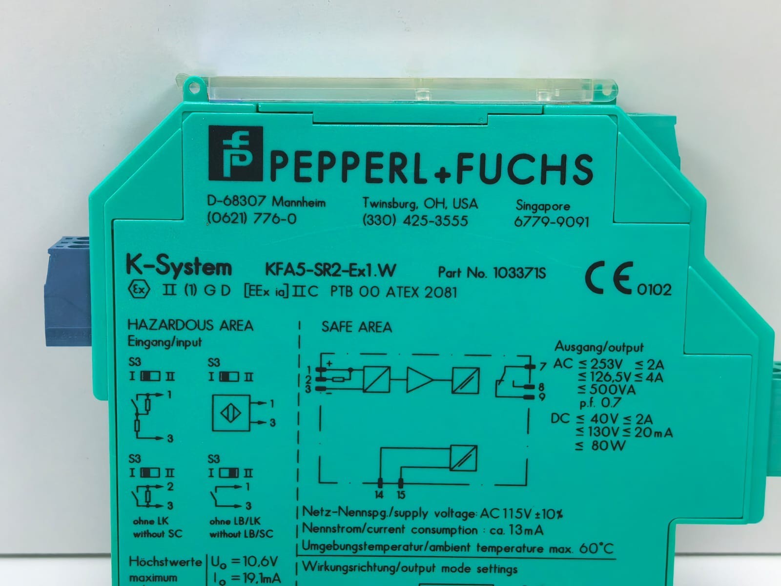 Pepperl 103371S PEPPERL+FUCHS KFA5-SR2-EX1.W SWITCH AMPLIFIER 103371S 4