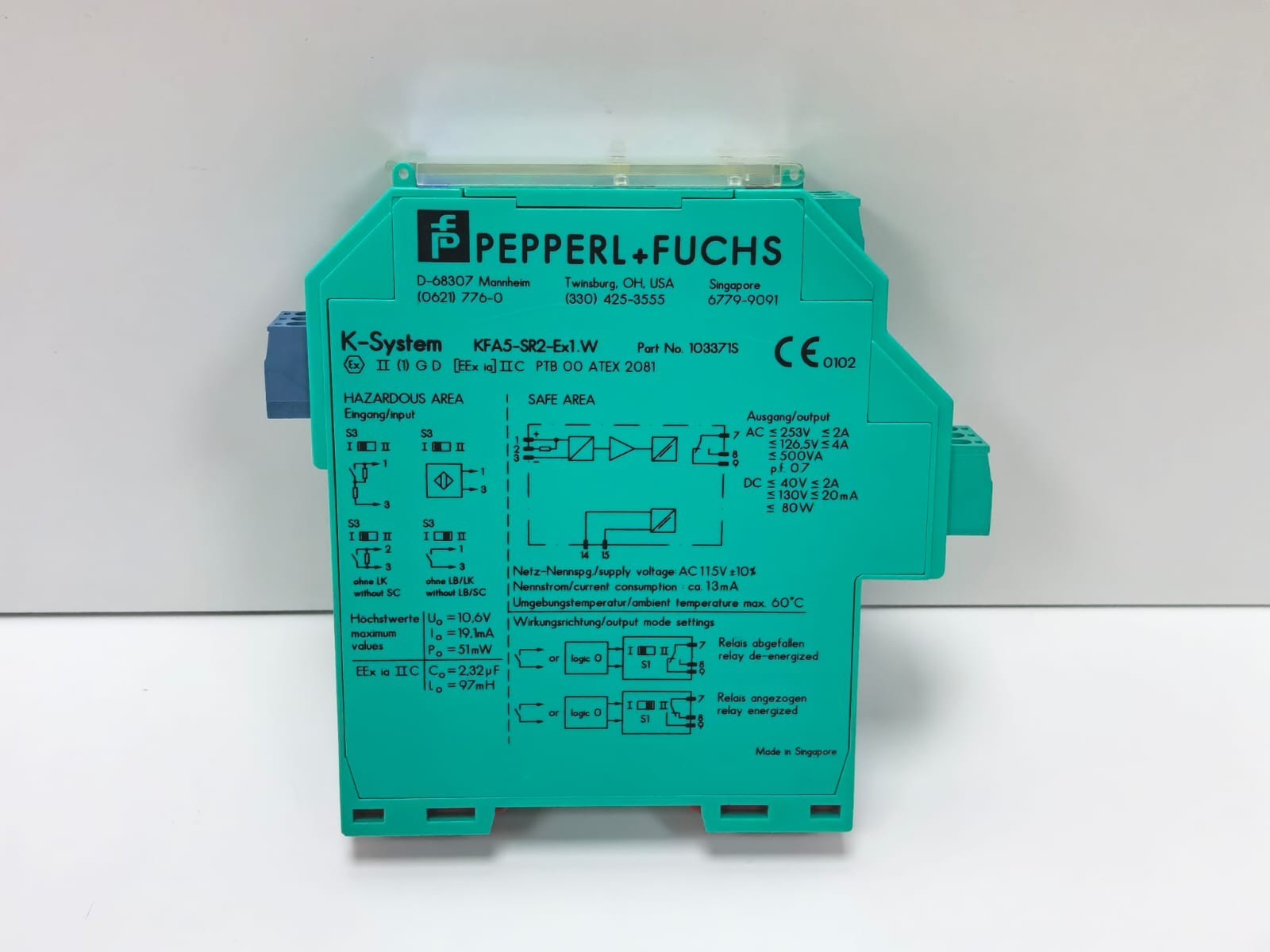 Pepperl 103371S PEPPERL+FUCHS KFA5-SR2-EX1.W SWITCH AMPLIFIER 103371S 5