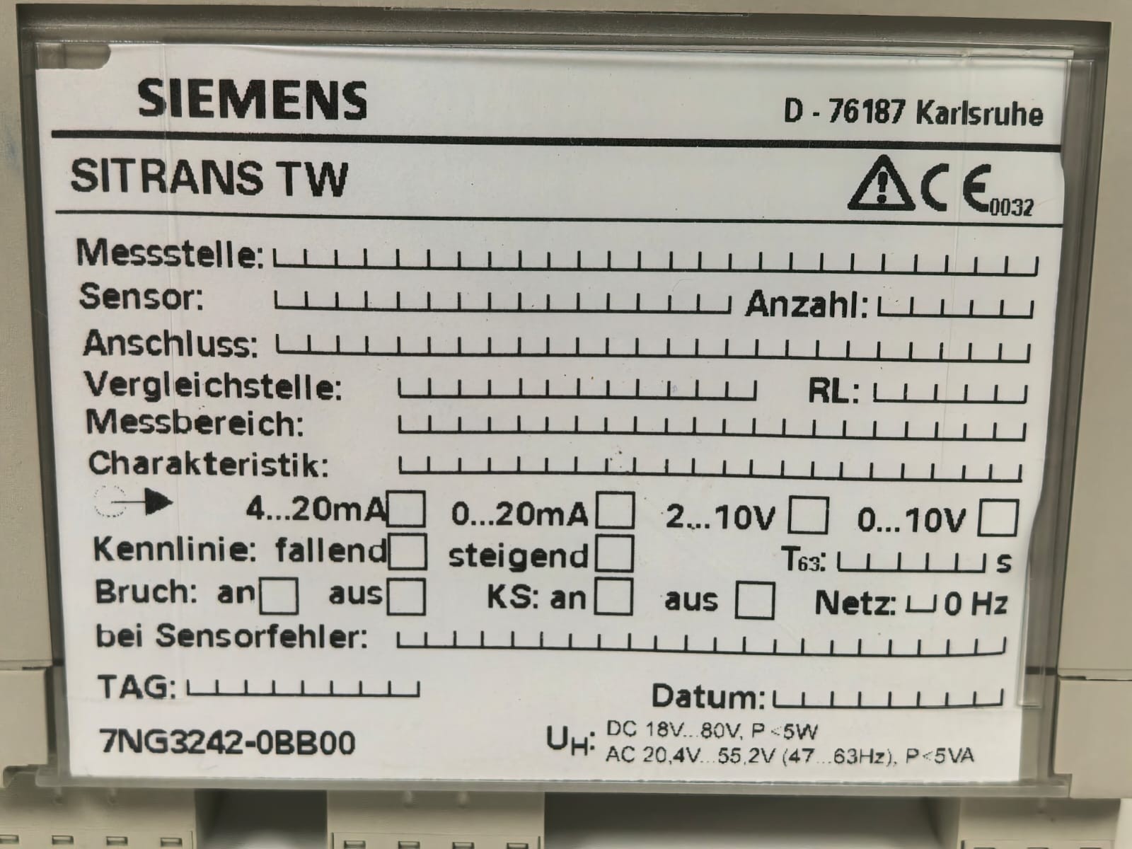 Siemens 7NG3242-0BB00 SIEMENS SITRANS TW 7NG3242-0BB00 TEMPERATURE TRANSMITTER 6