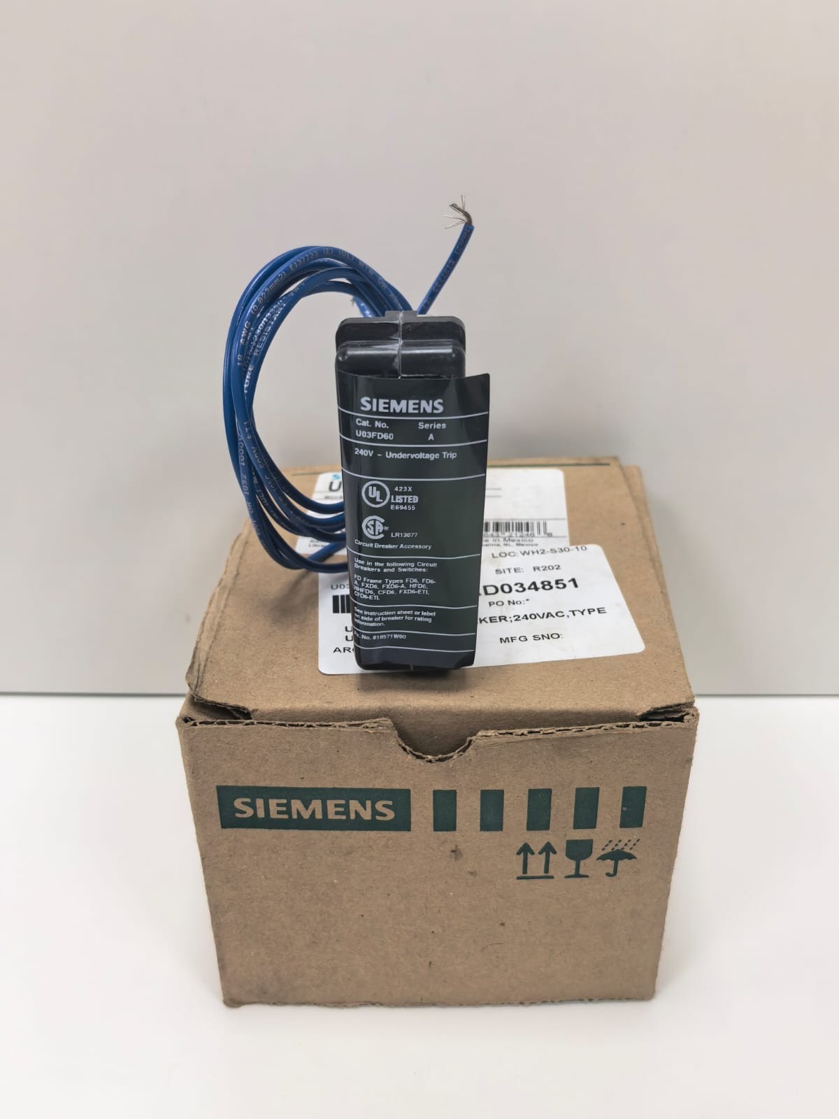 Siemens U03FD60 SIEMENS U03FD60 MCCB UNDERVOLTAGE TRIP 2