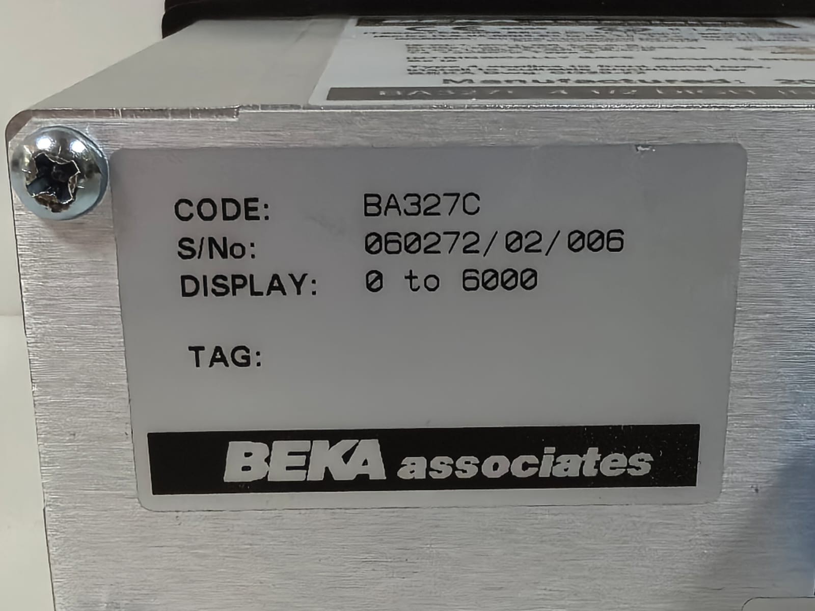 BEKA ASSOCIATES BA327C BEKA ASSOCIATES BA327C 4 1/2 DIGIT INDICATOR 10